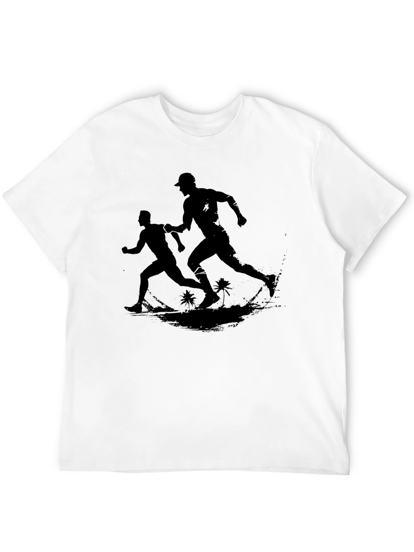 Men's Black Graphic Tee - Runners on Beach - 12