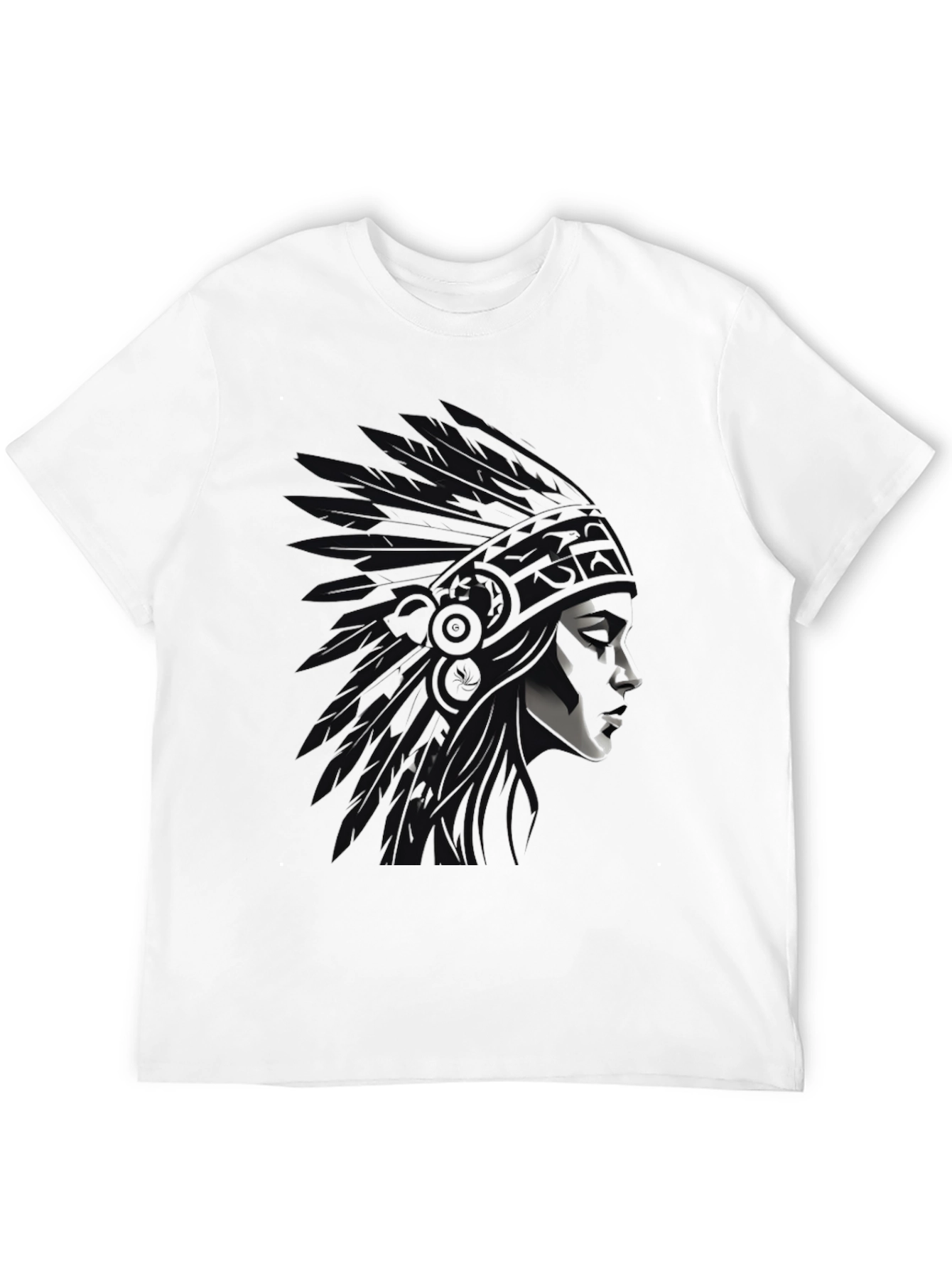 Black Native American Chief Graphic Tee - Black view 12