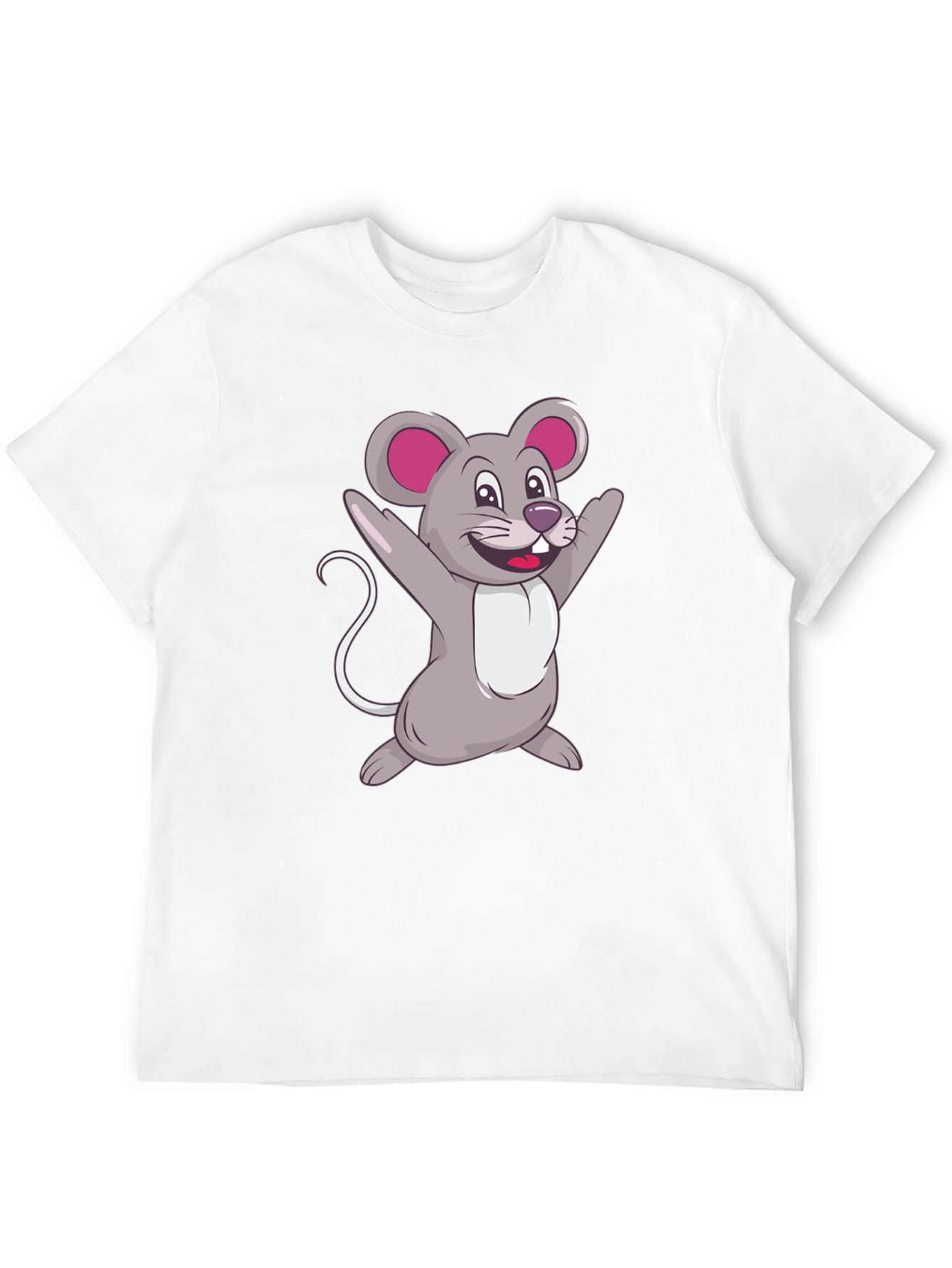 Black Cartoon Mouse Graphic Tee - Black Casual T-Shirt view 12