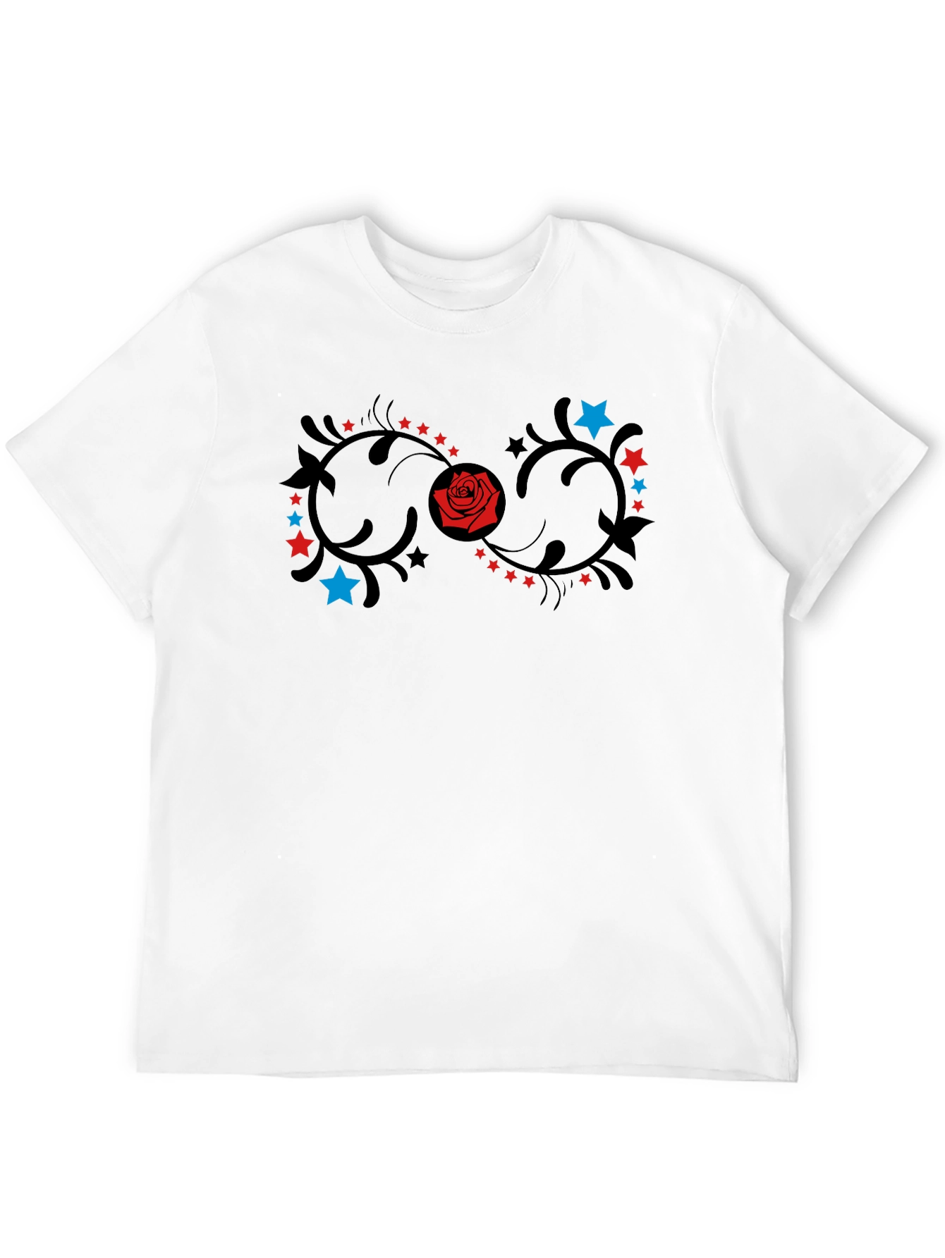 Black Floral Infinity Rose & Stars Graphic T-Shirt view 12