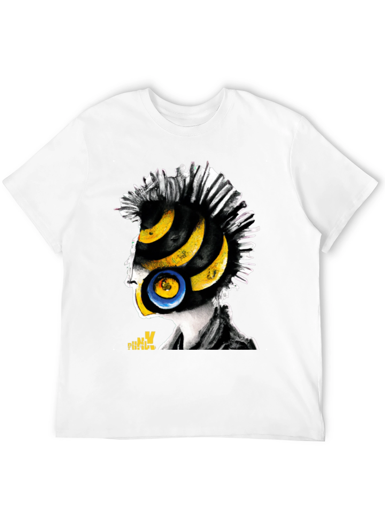 Black Punk Rock Vinyl Head Graphic T-Shirt view 12