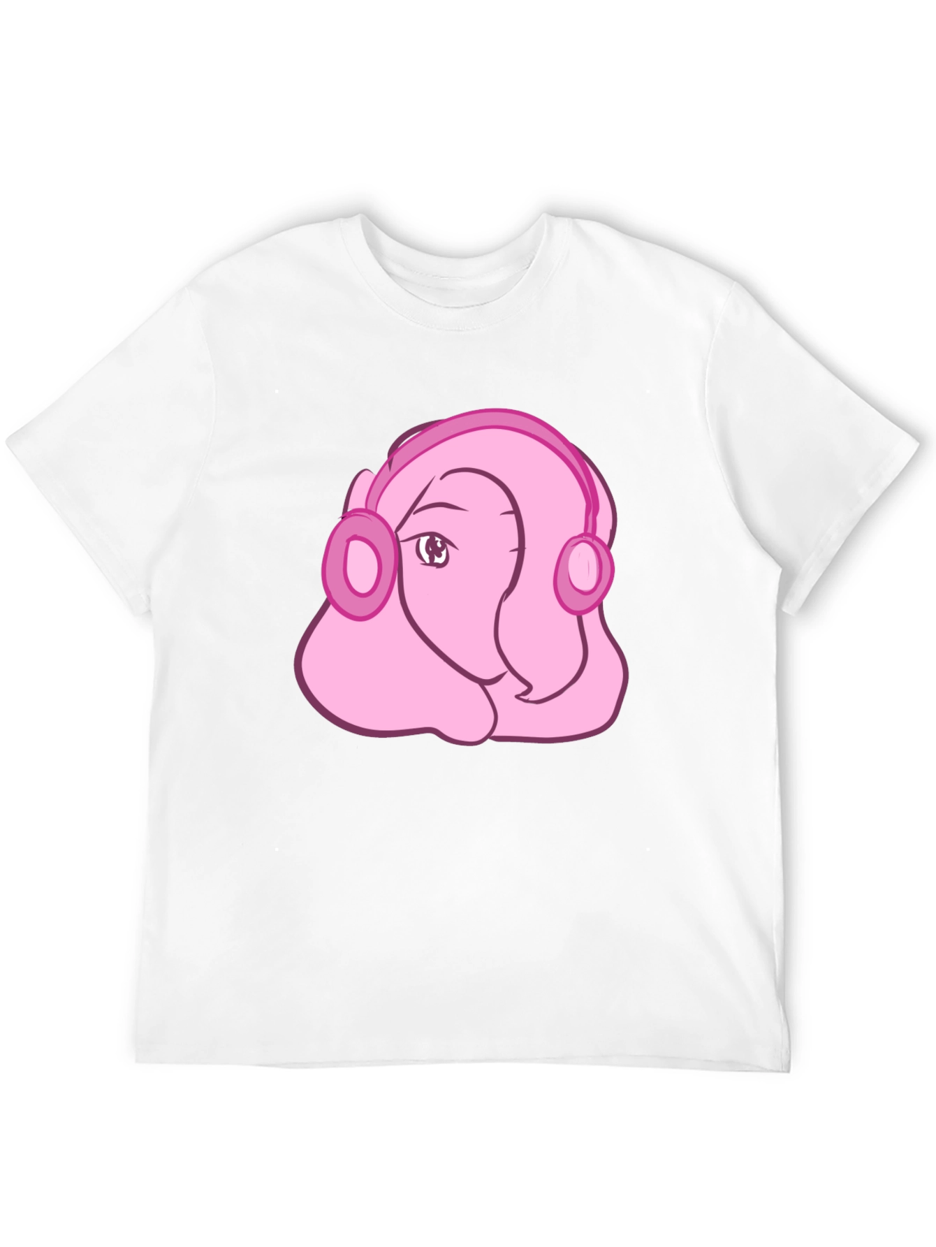 Black Pink Cartoon Headphones Tee view 12