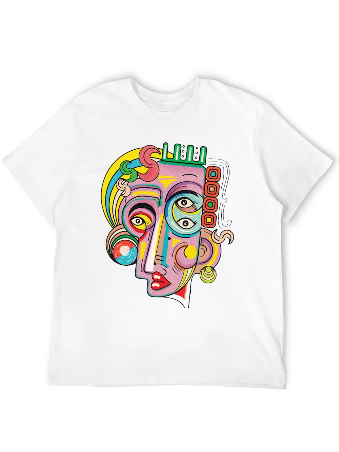 Black Abstract Face Graphic Tee - Unique Art T-Shirt view 12