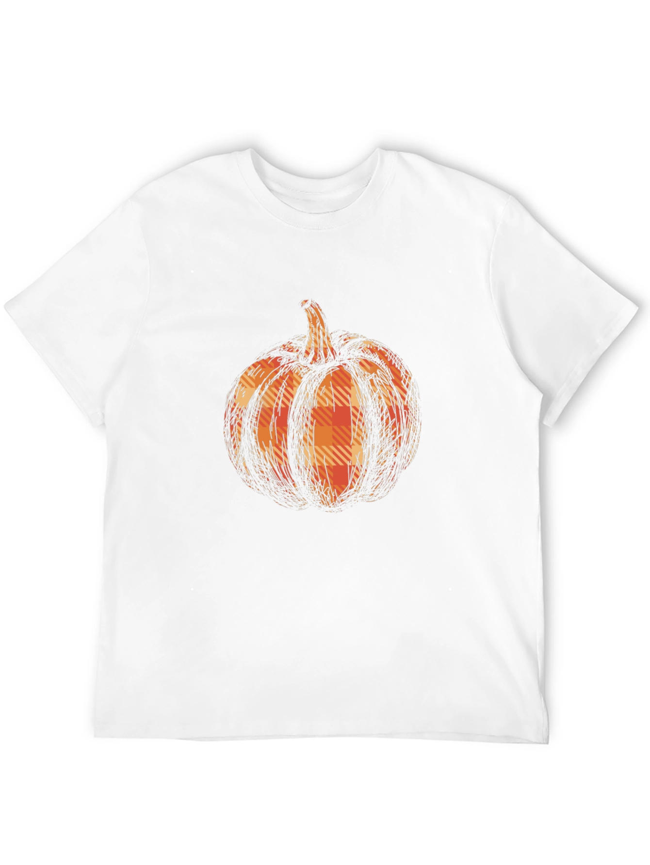Black Pumpkin Plaid Graphic Tee - Black Cotton Casual T-Shirt view 12