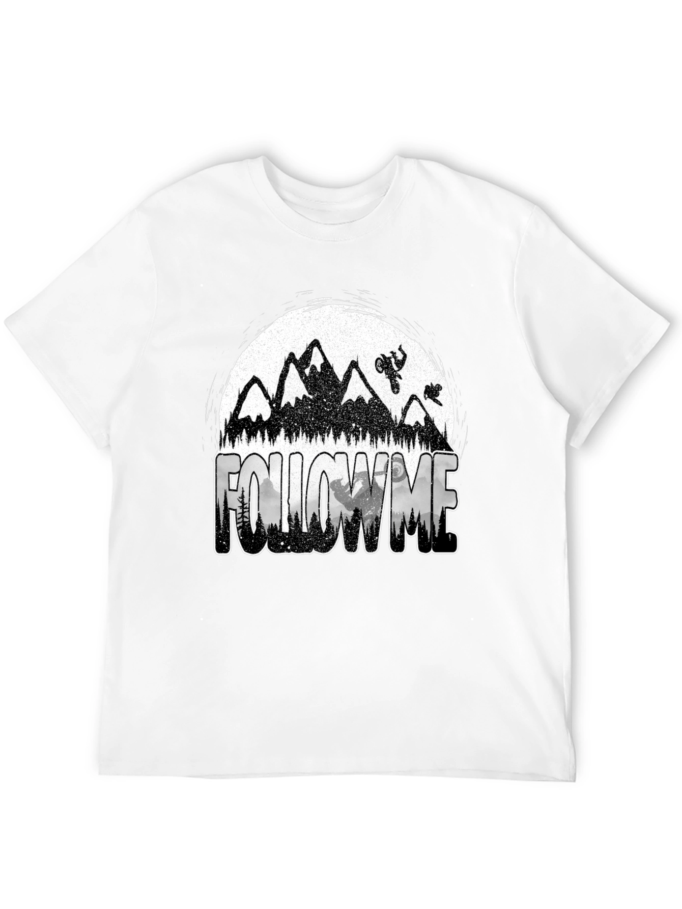 Black Follow Me Mountain Bike Graphic T-Shirt view 12
