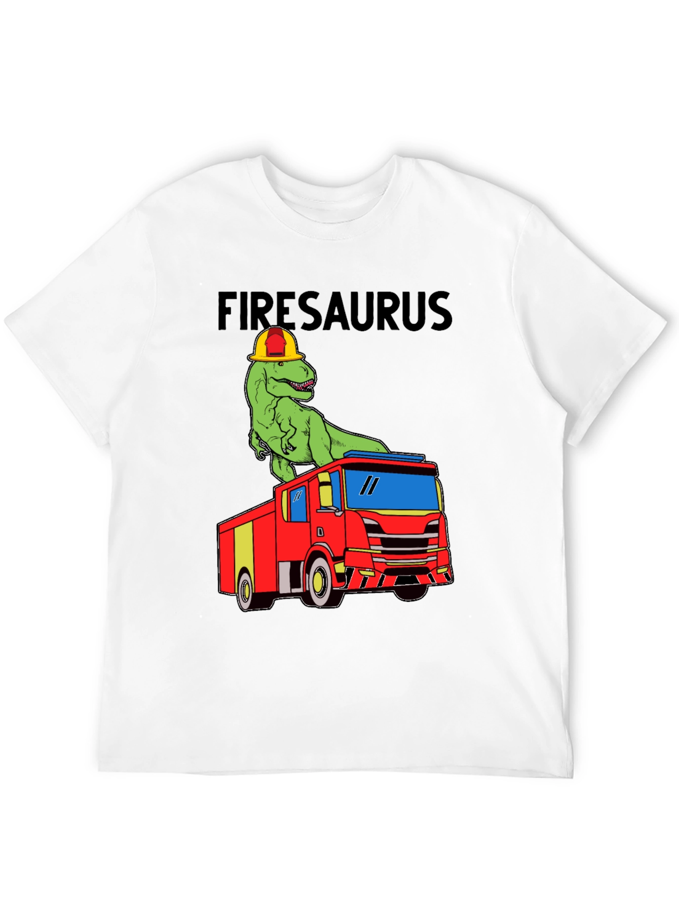 Black Firesaurus T-Shirt - Dinosaur Fire Truck Tee view 12