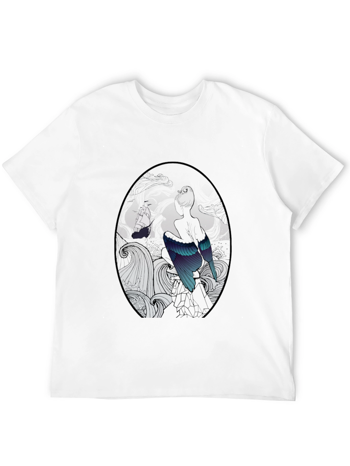 Black Mystic Bird & Ship Black T-Shirt view 12