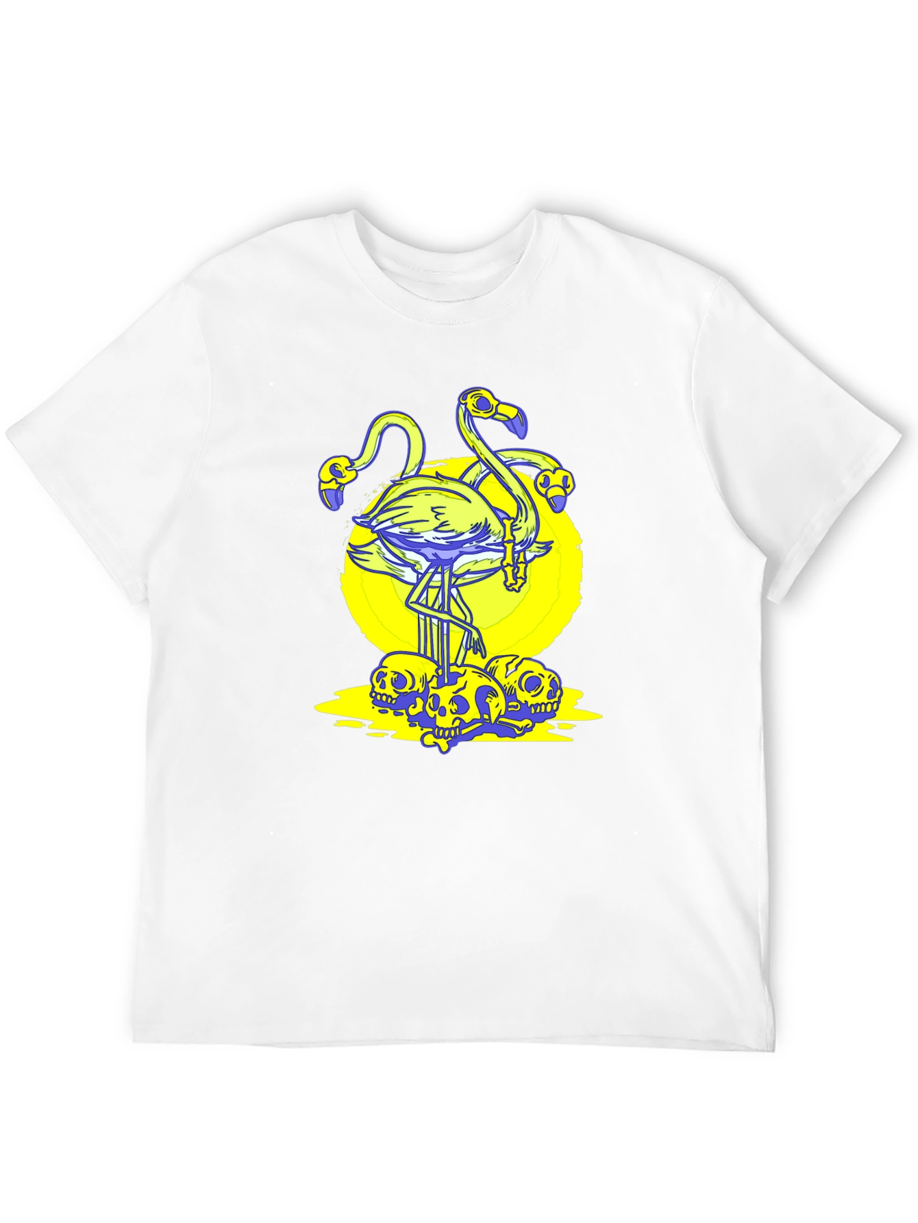 Black Flamingo Skull Graphic Tee - Black Cotton T-Shirt view 12