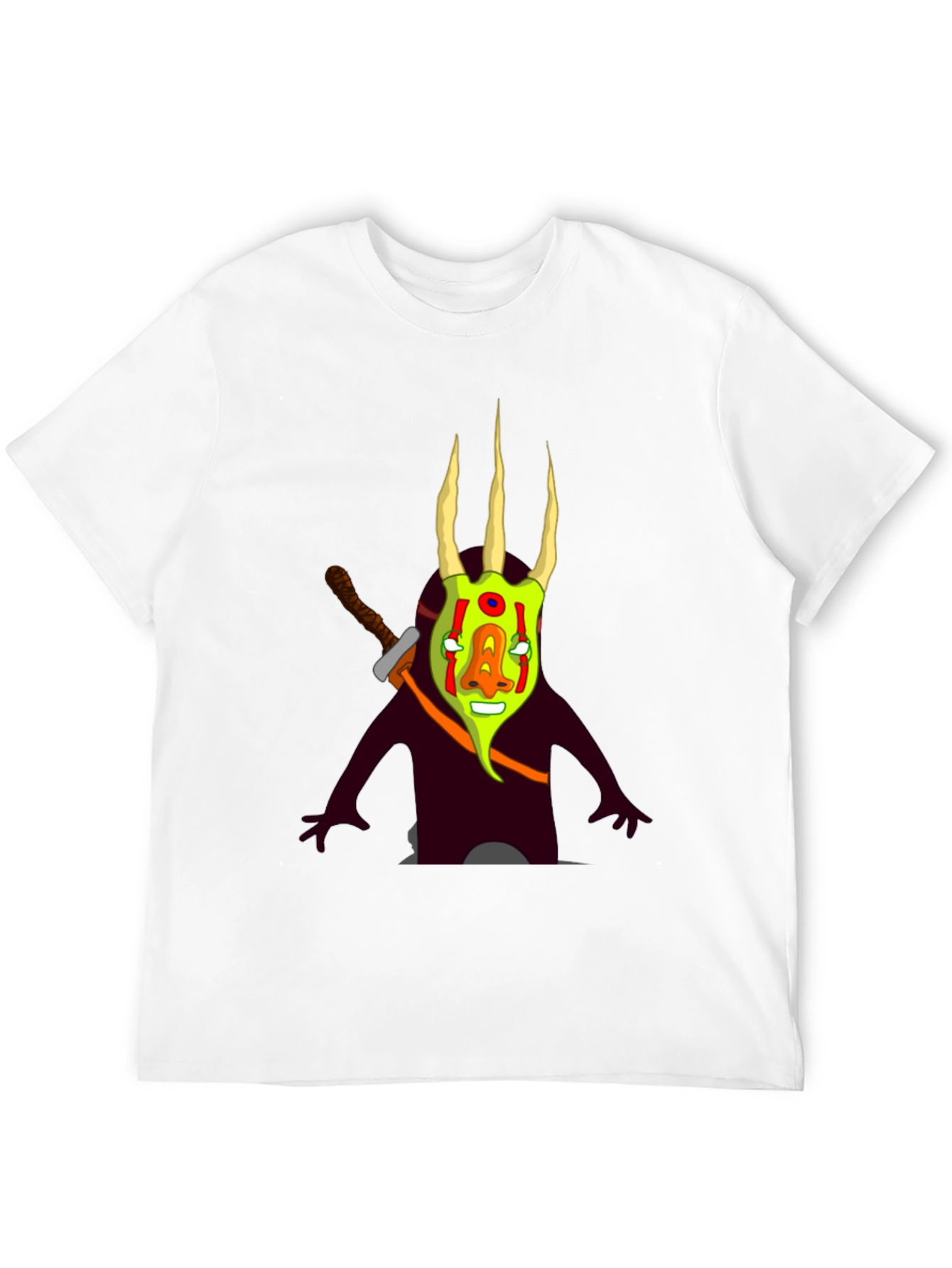 Black Graphic Tee: Cartoon Monster with Sword view 12