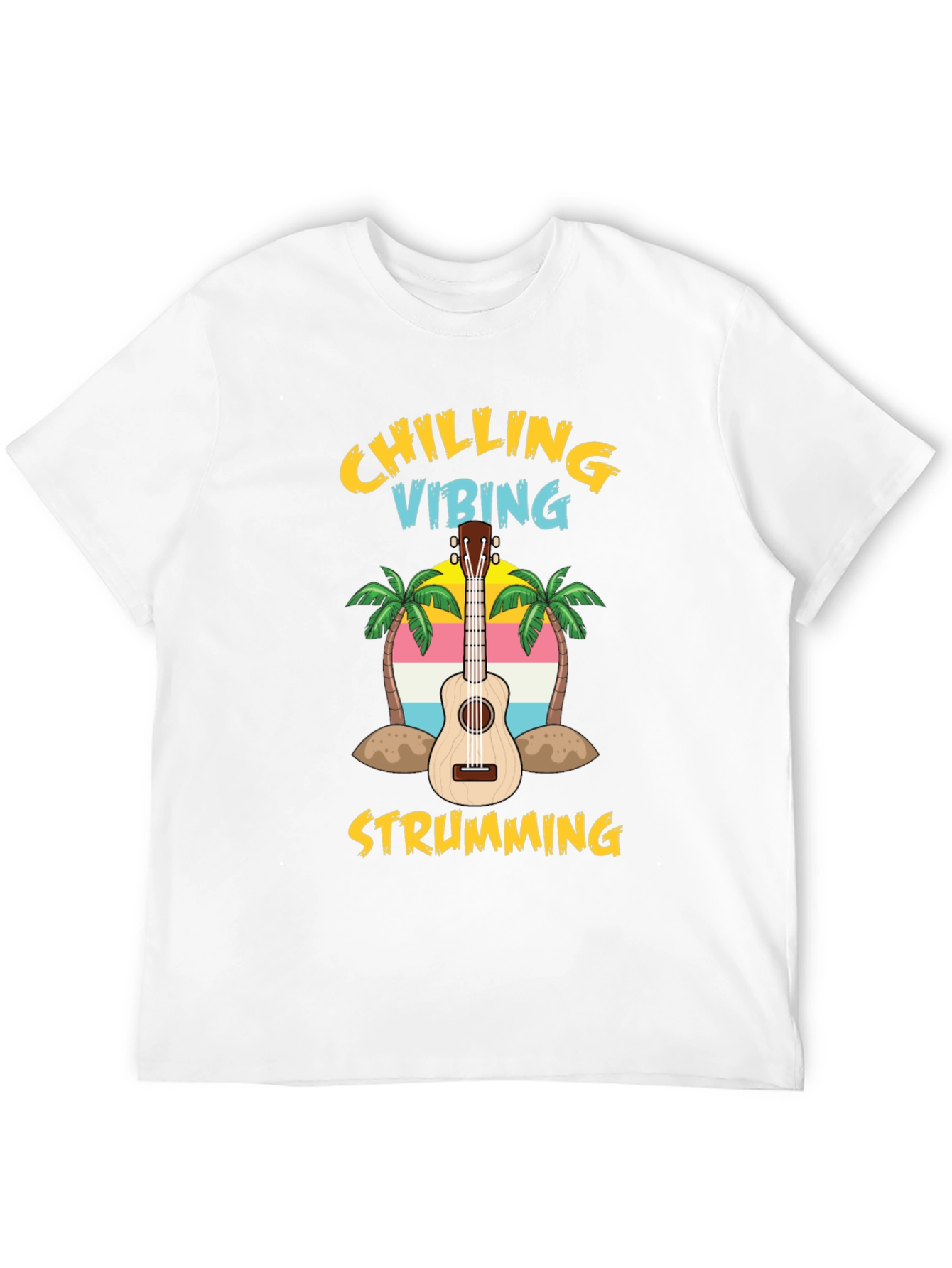 Black Chilling Vibing Strumming Ukulele T-Shirt view 12