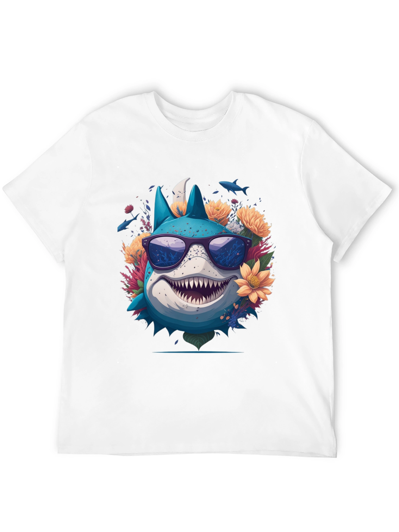 Black Cool Shark in Sunglasses T-Shirt view 12