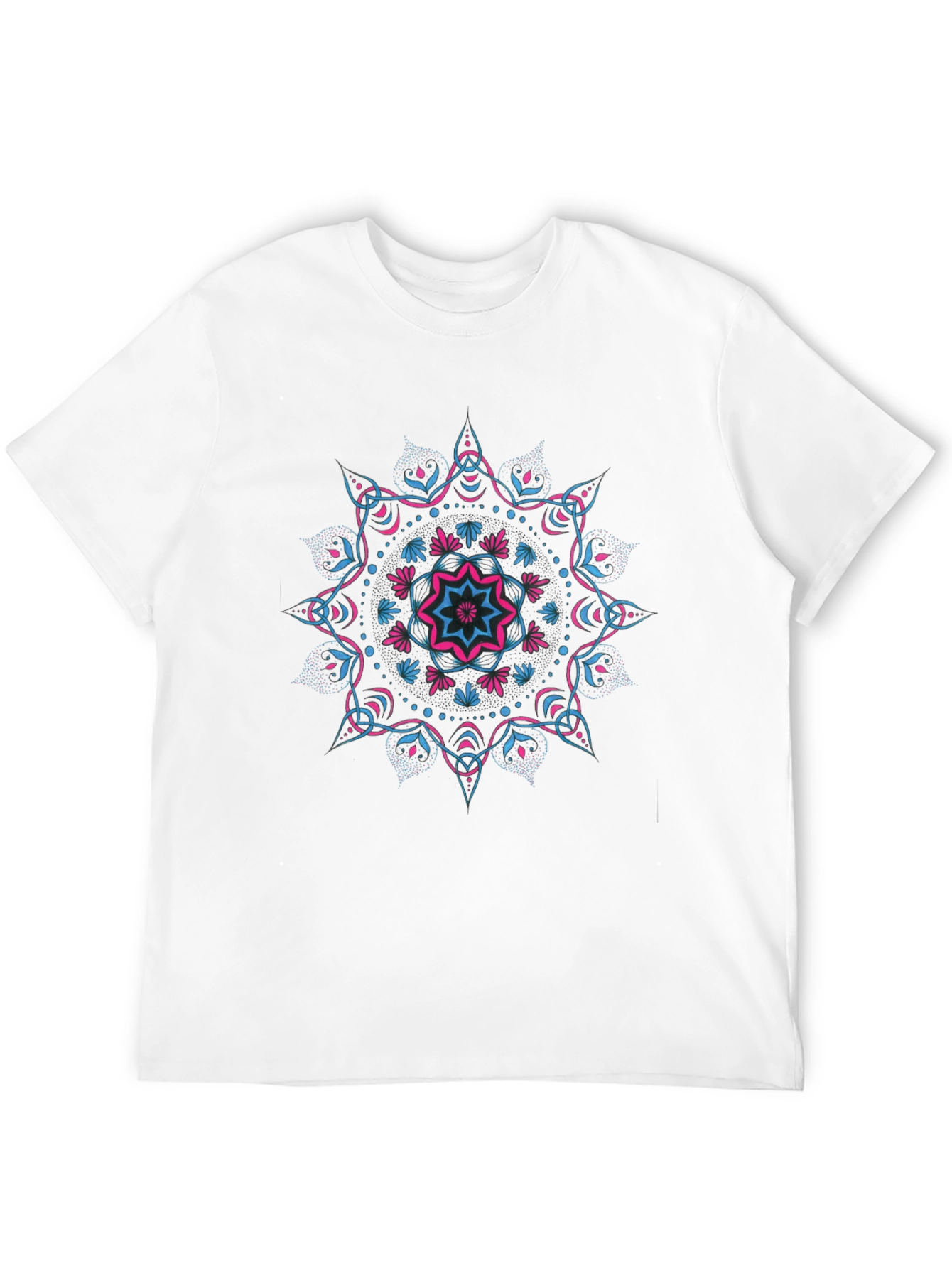 Black Black Tee with Vibrant Mandala Design view 12