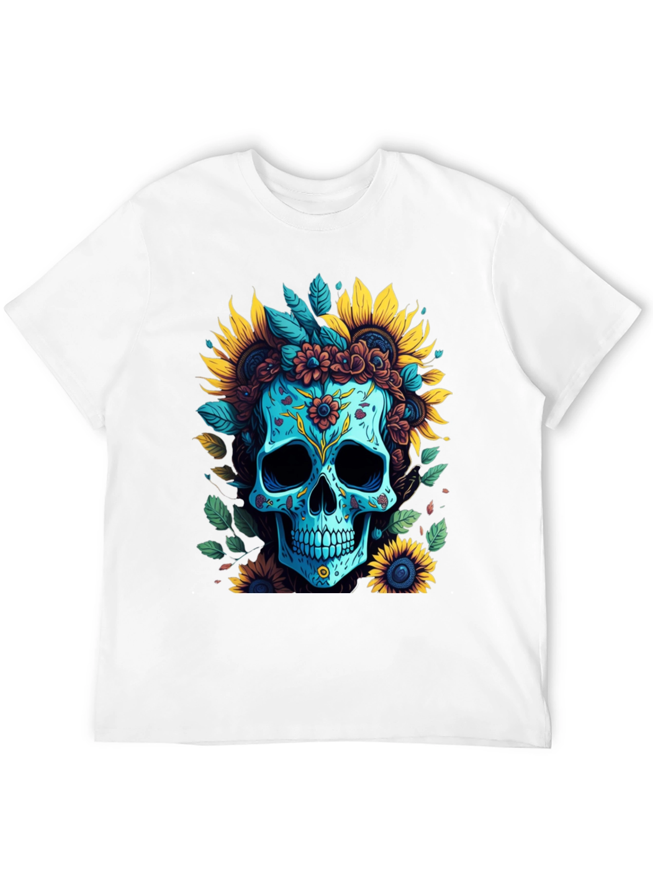 Black Floral Skull Graphic T-Shirt view 12