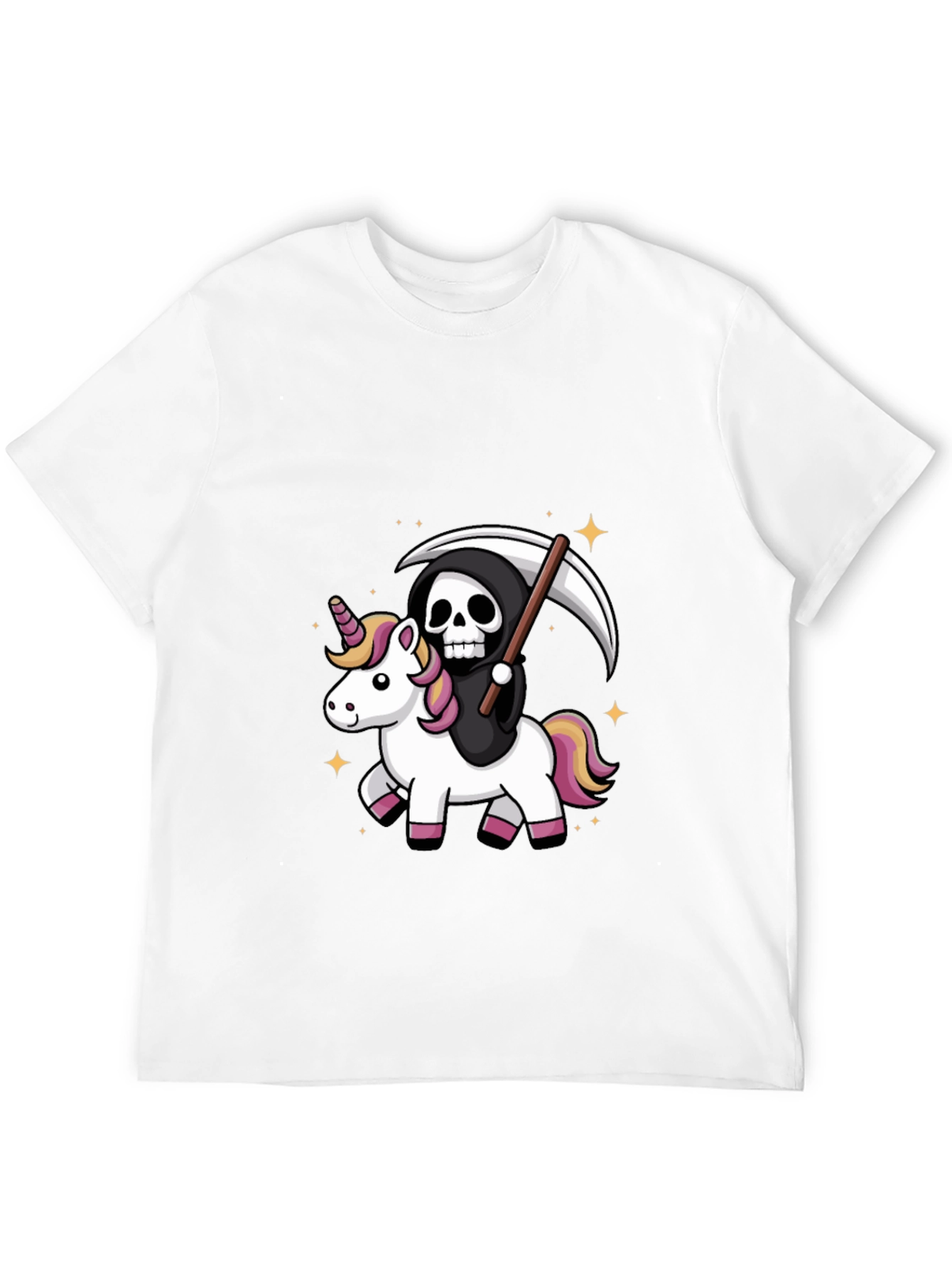 Black Grim Reaper Riding Unicorn T-Shirt view 12