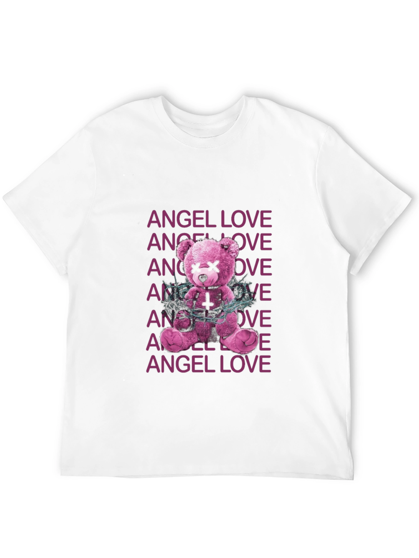 Black Angel Love Graphic Tee - Edgy Teddy Bear Design view 12