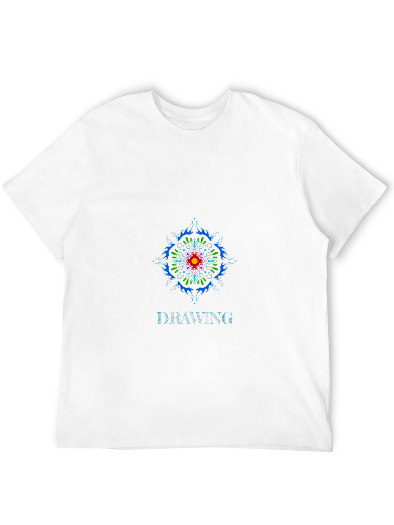 Black Drawing Graphic Tee: Colorful Mandala Design view 12