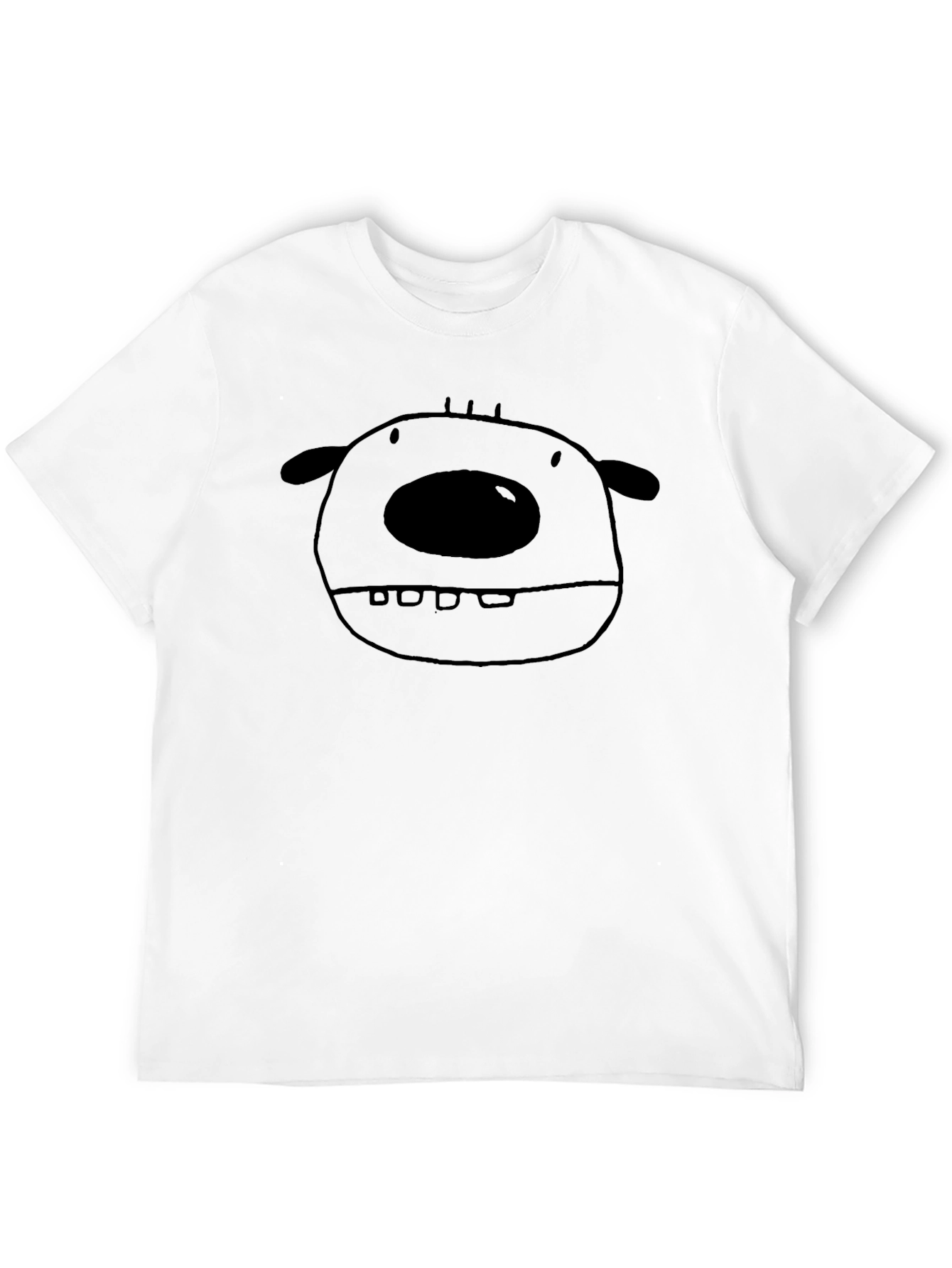 Black Funny Cartoon Face Graphic Tee - Black Cotton Shirt view 12