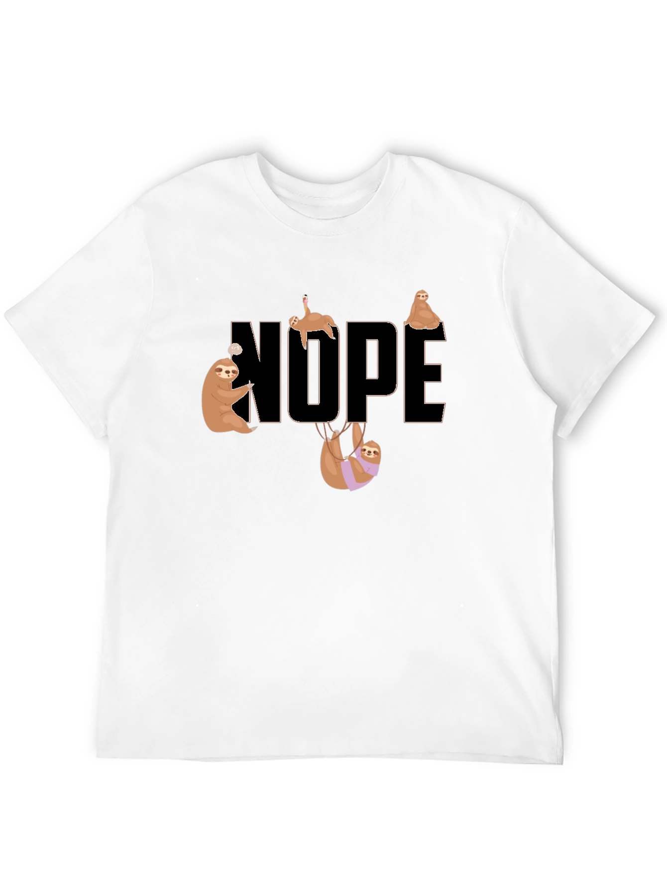 Black Nope Sloth Graphic T-Shirt view 12