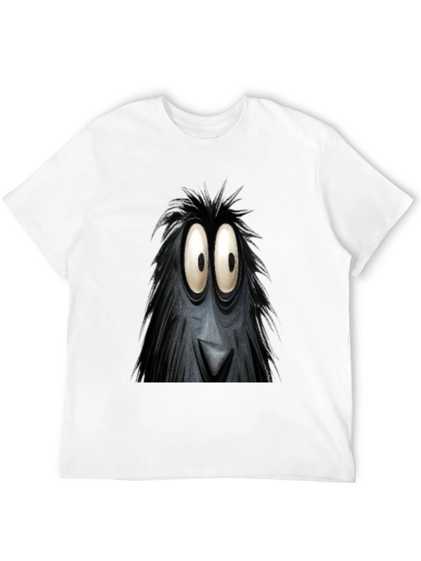 Black Fun Cartoon Monster Face Graphic Black T-Shirt view 12