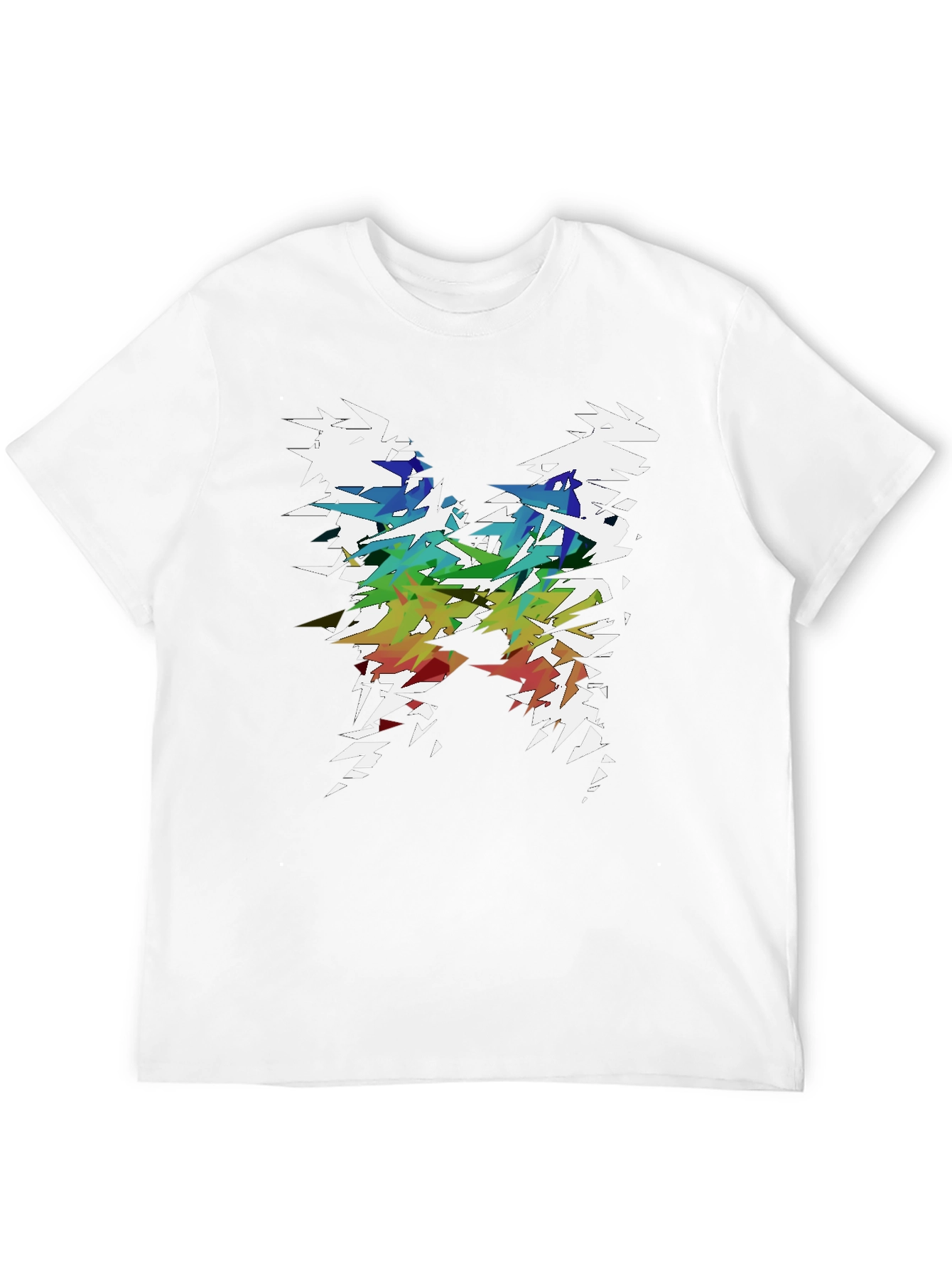 Black Abstract Geometric Rainbow Tee view 12