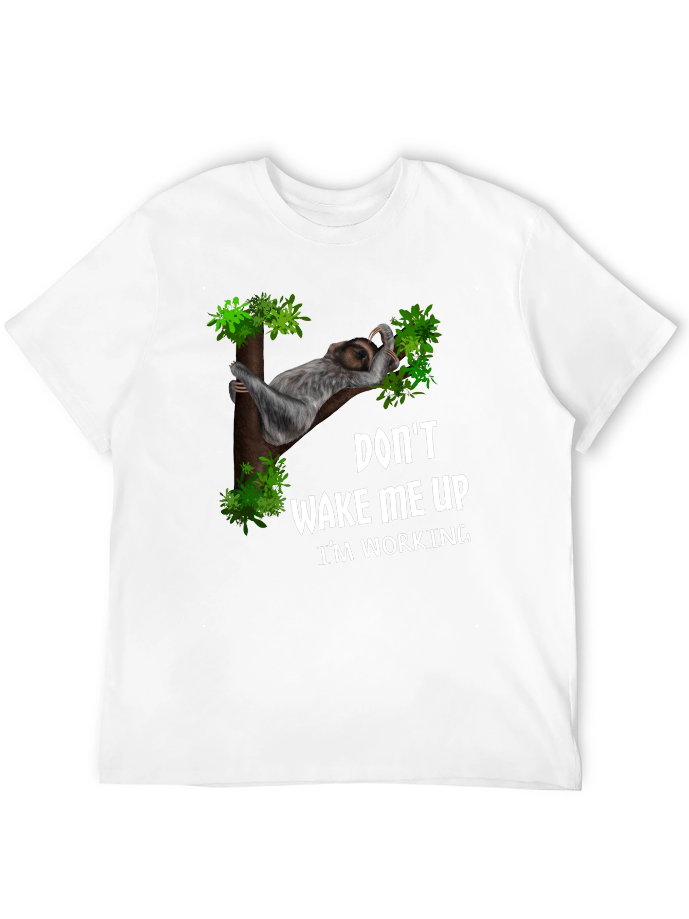 Black Funny Sloth Working T-Shirt: Don't Wake Me Up view 12