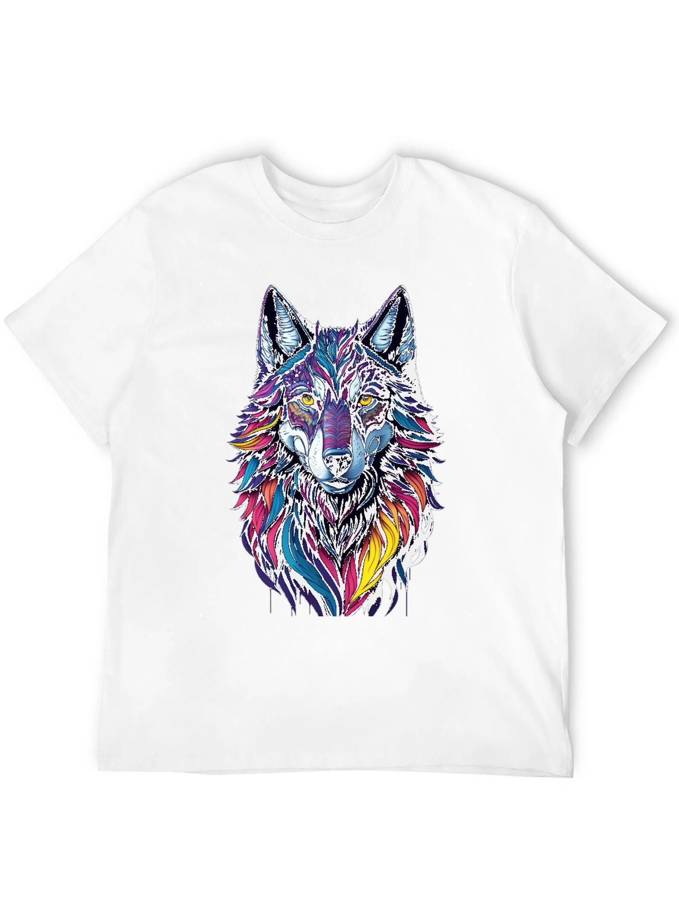 Black Vibrant Wolf Graphic Black T-Shirt view 12