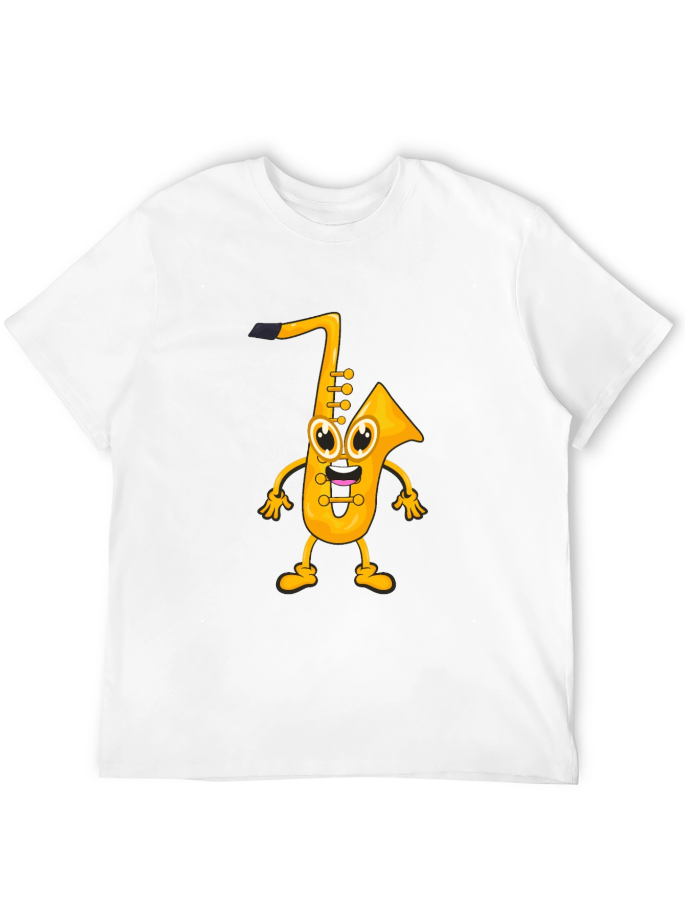 Black Cartoon Saxophone Graphic Black T-Shirt view 12