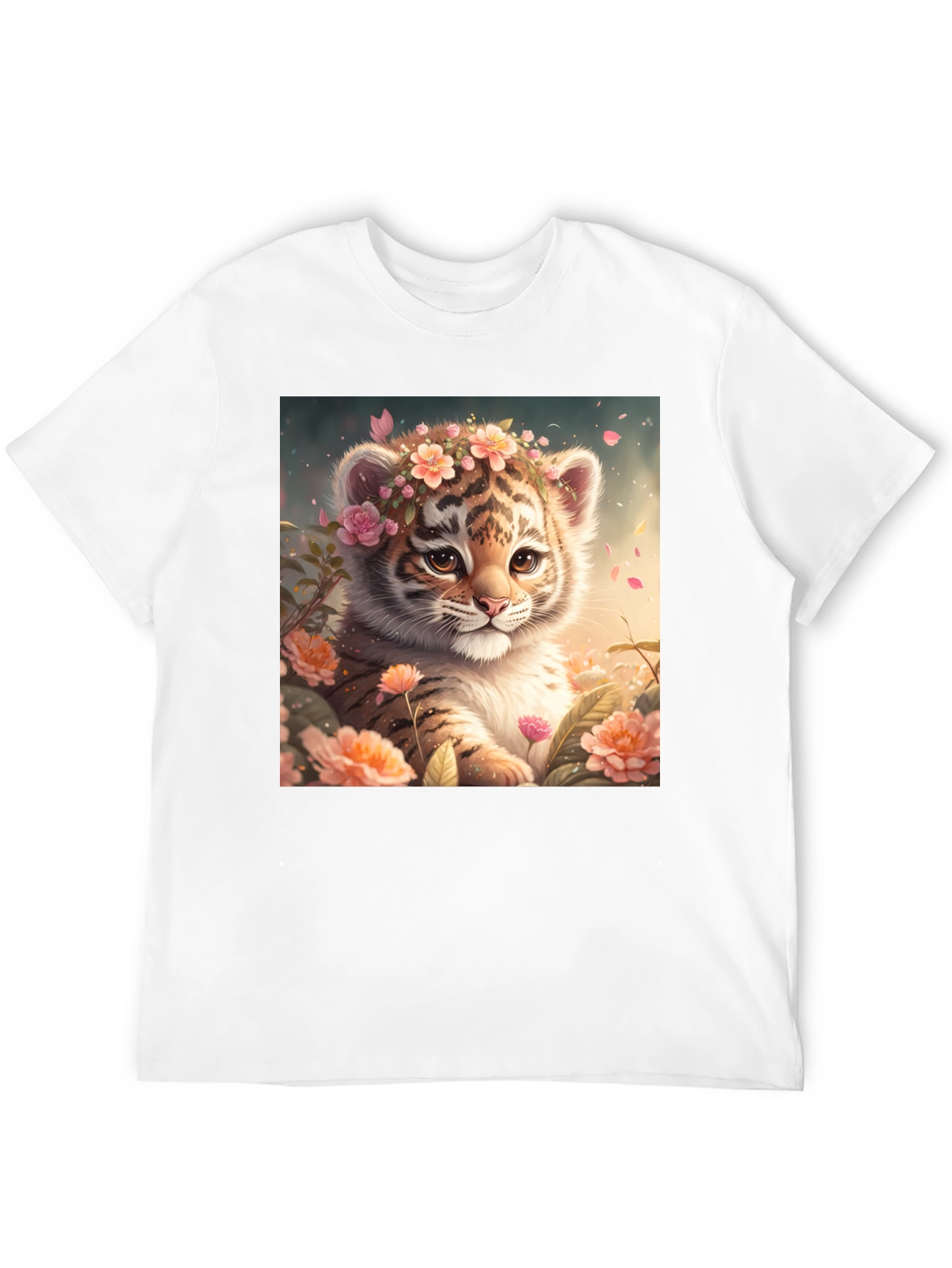 Black Cute Tiger Cub Floral T-Shirt view 12