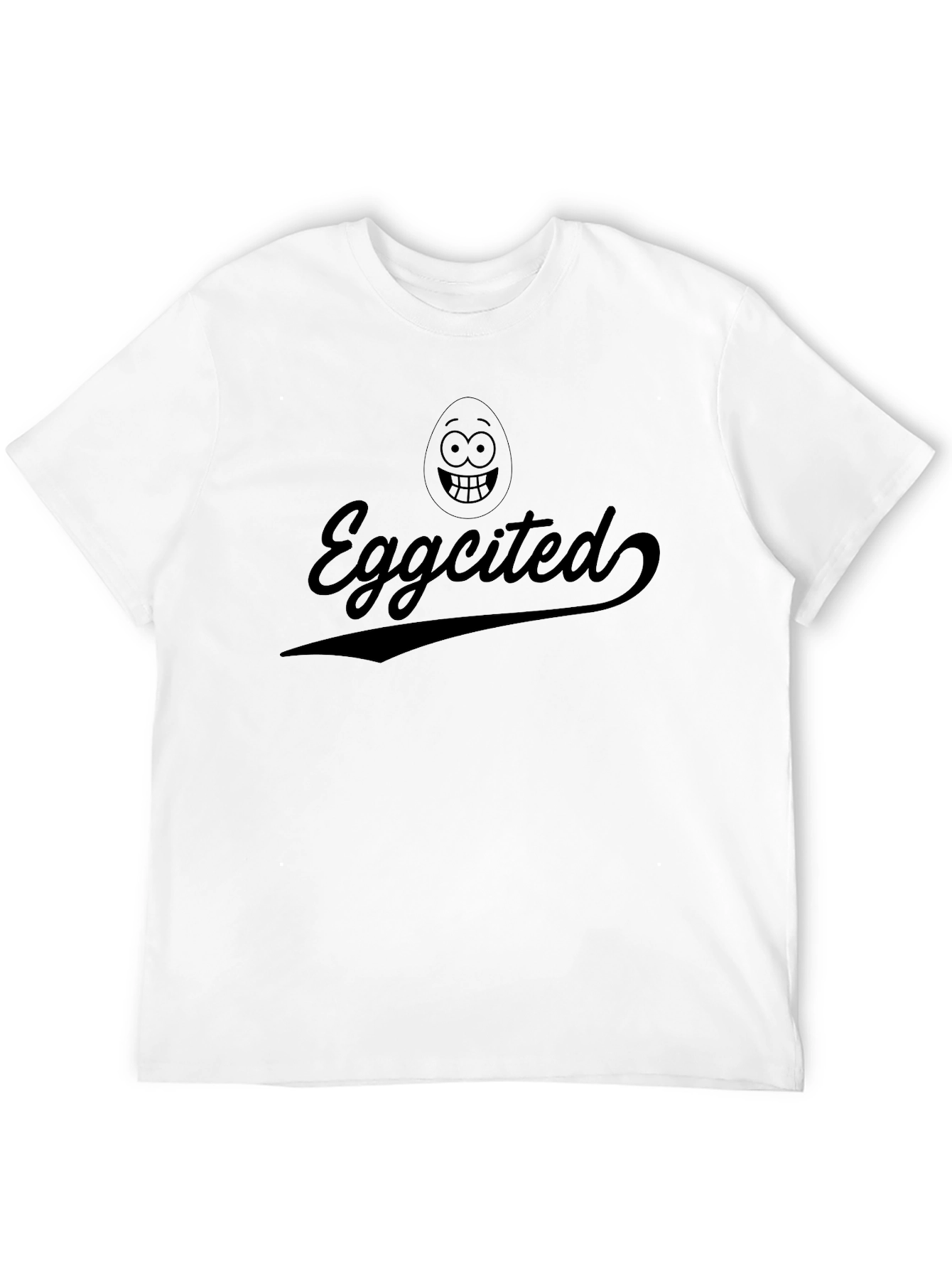 Black Eggcited Graphic Tee - Funny Egg Pun T-Shirt view 12