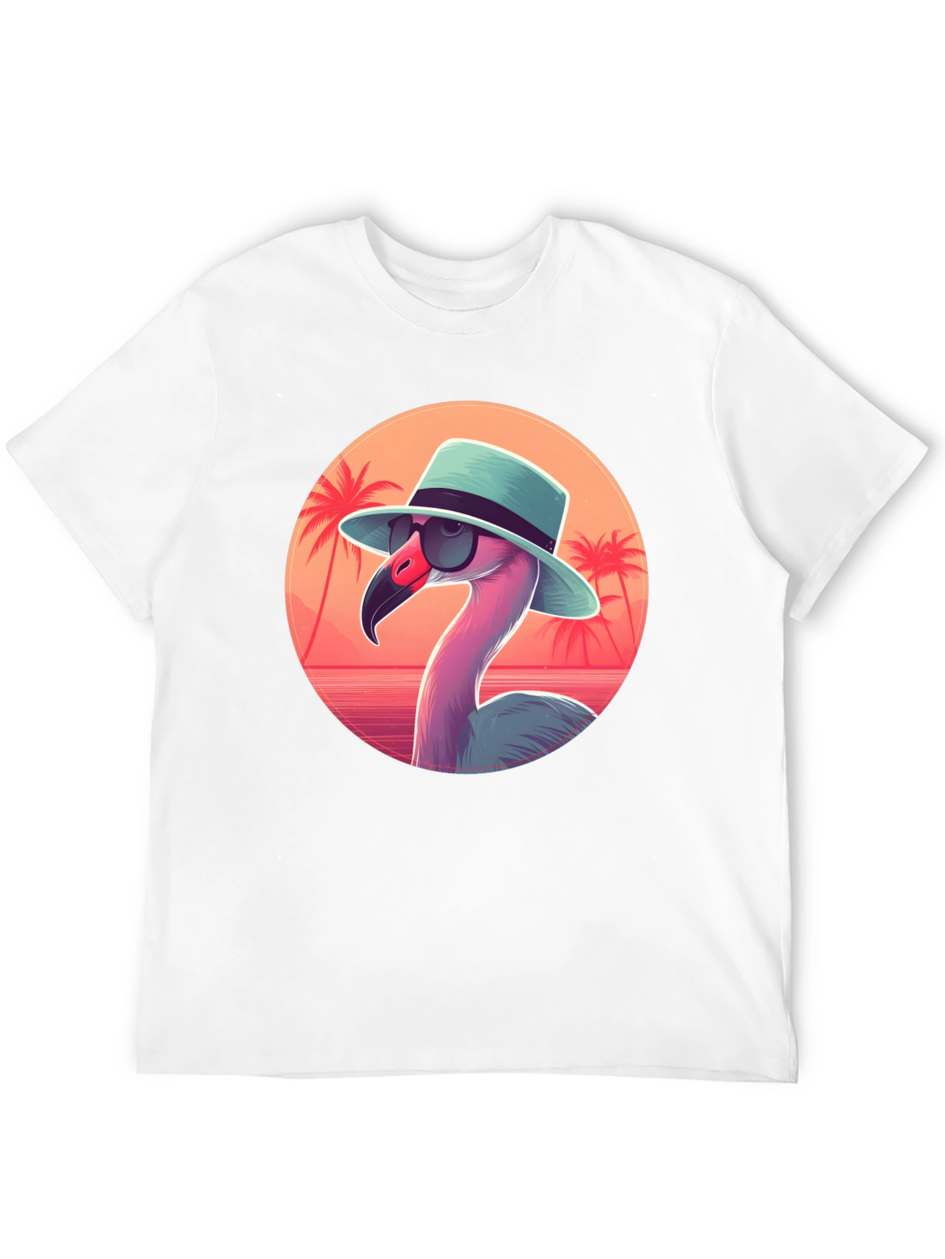 Black Cool Flamingo Graphic Tee - Black Cotton T-Shirt view 12