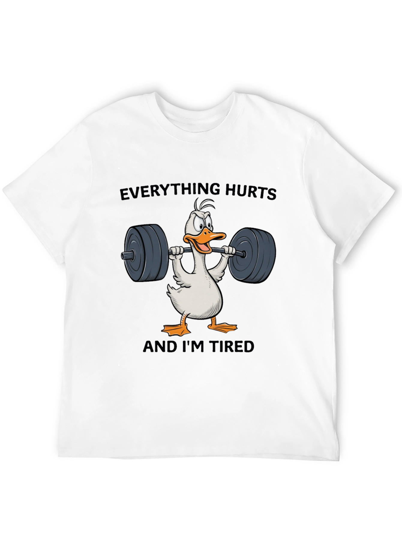 Black Funny Workout T-Shirt - Everything Hurts Duck view 12