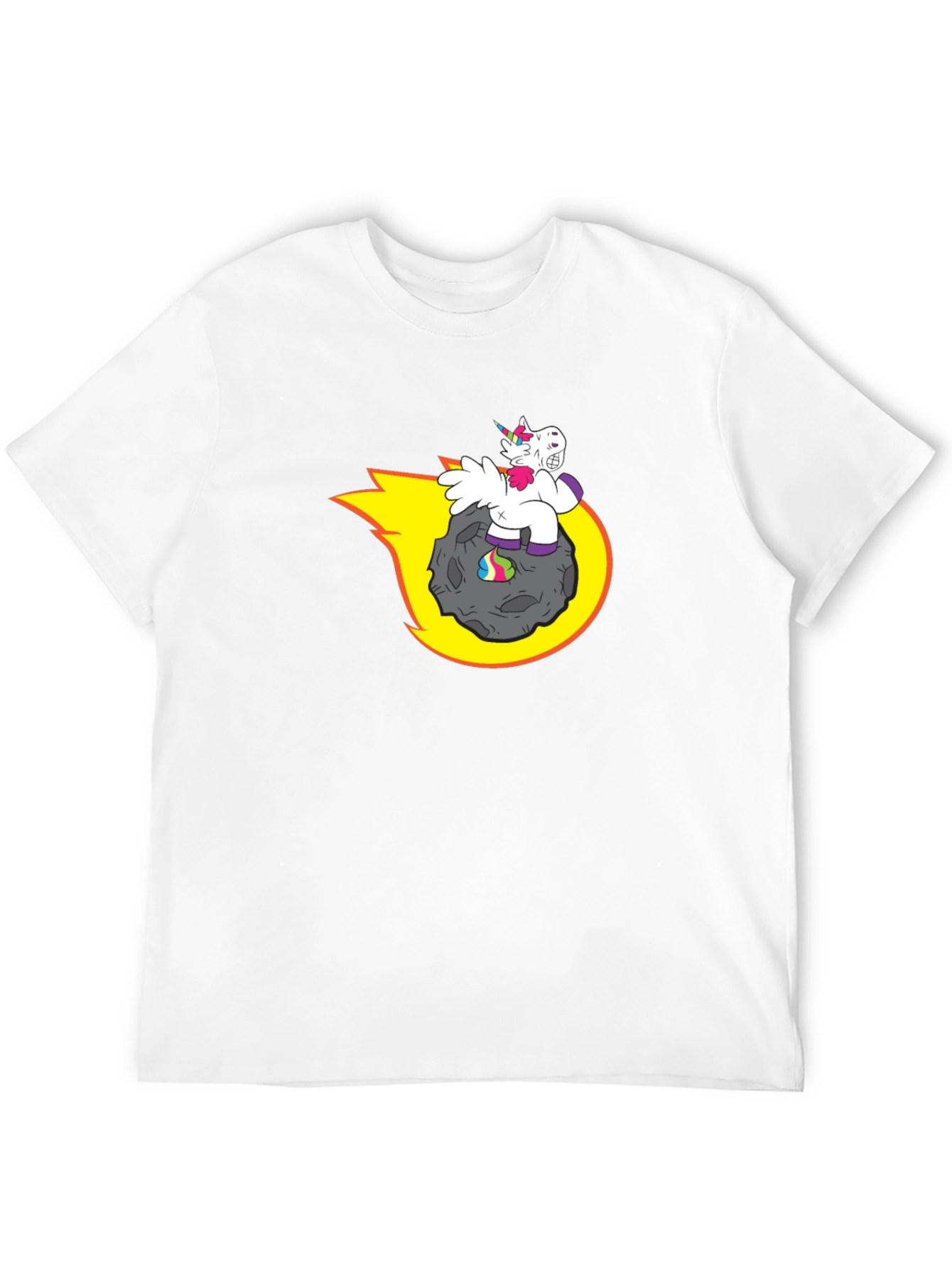 Black Unicorn Riding Asteroid T-Shirt - Funny Graphic Tee view 12