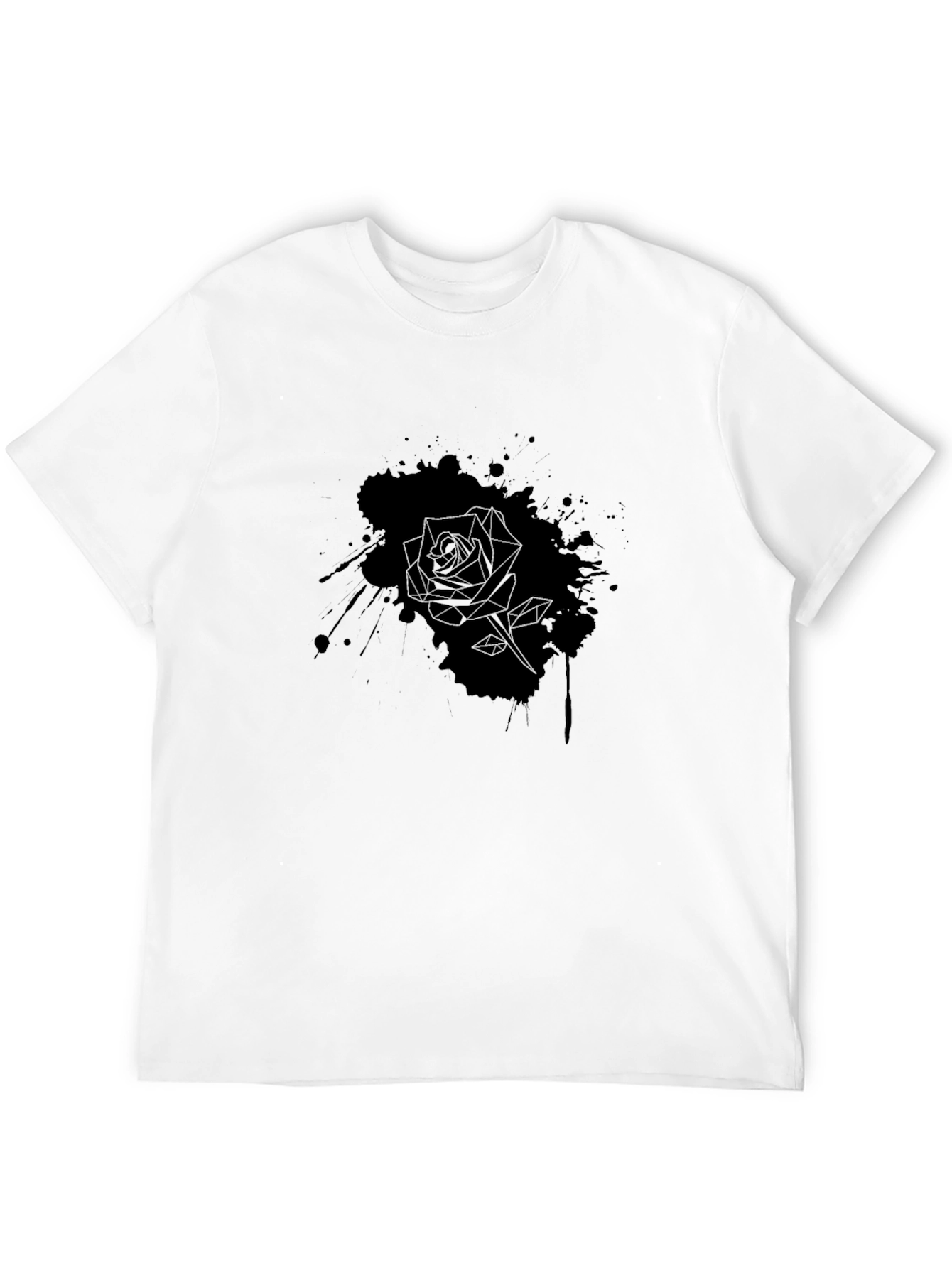 Black Men's Black Rose Graphic Tee - Stylish Casual Wear view 12