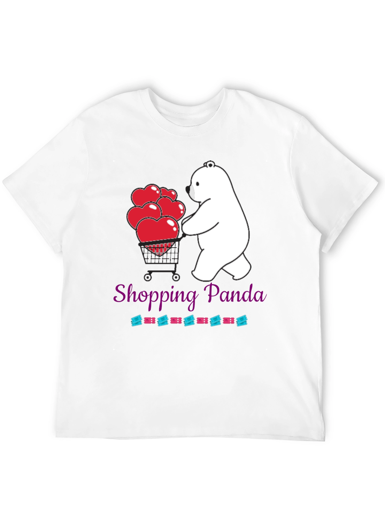Black Shopping Panda Graphic Tee - Cute Heart Design view 12