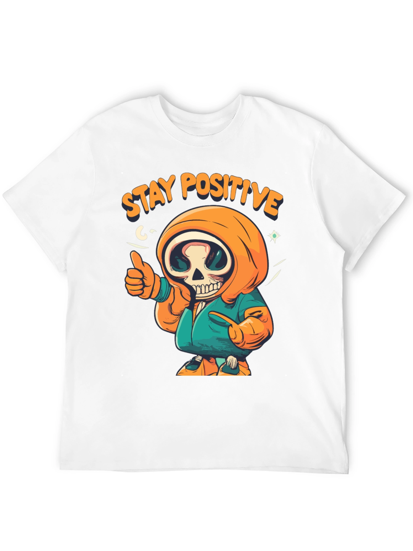 Black Stay Positive Graphic Tee - Skeleton Design view 12