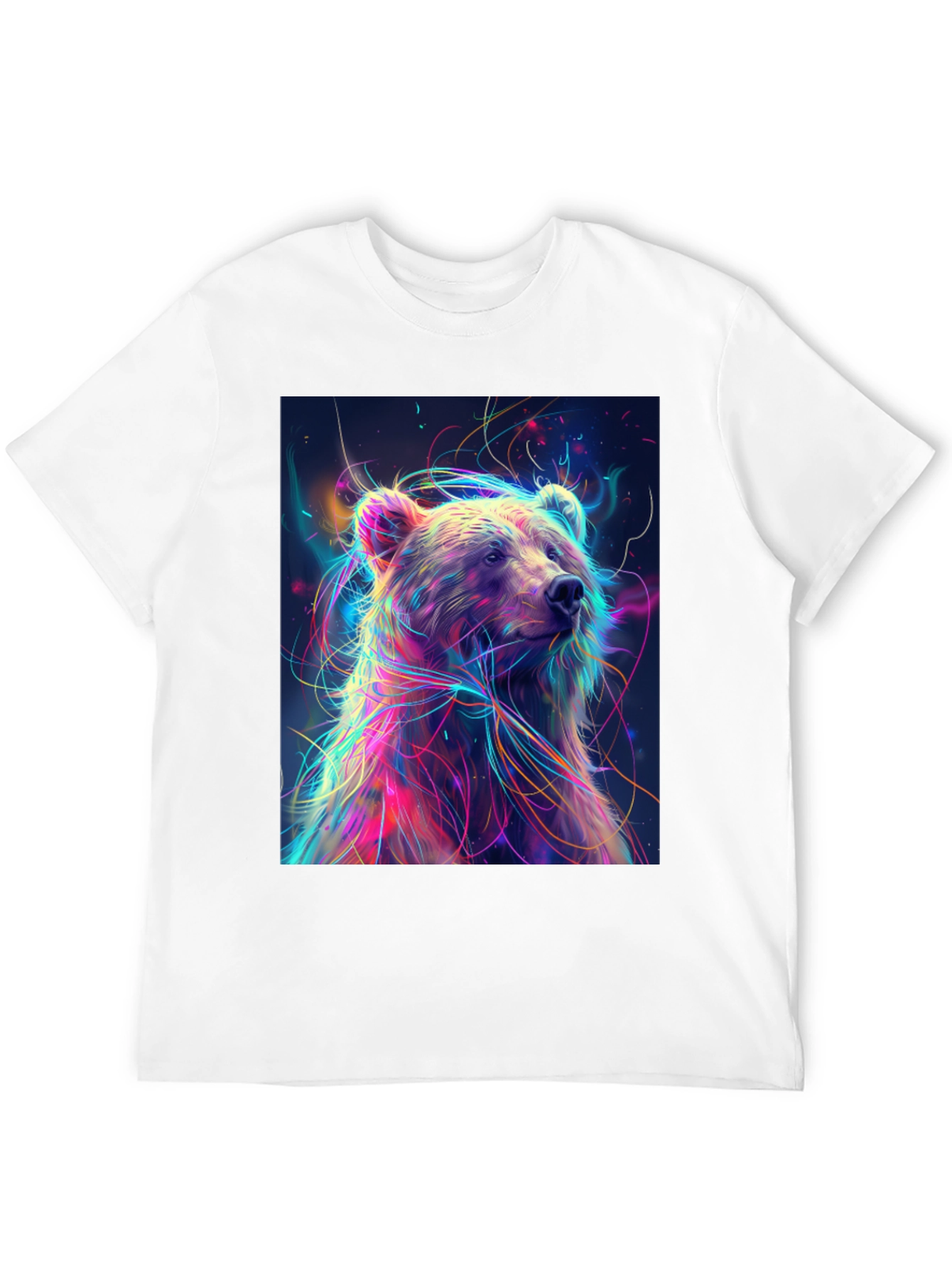 Black Colorful Bear Graphic Print Black T-Shirt view 12