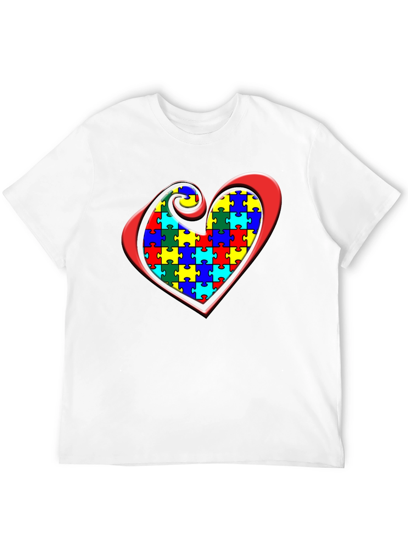 Black Autism Awareness Puzzle Heart Graphic Tee view 12