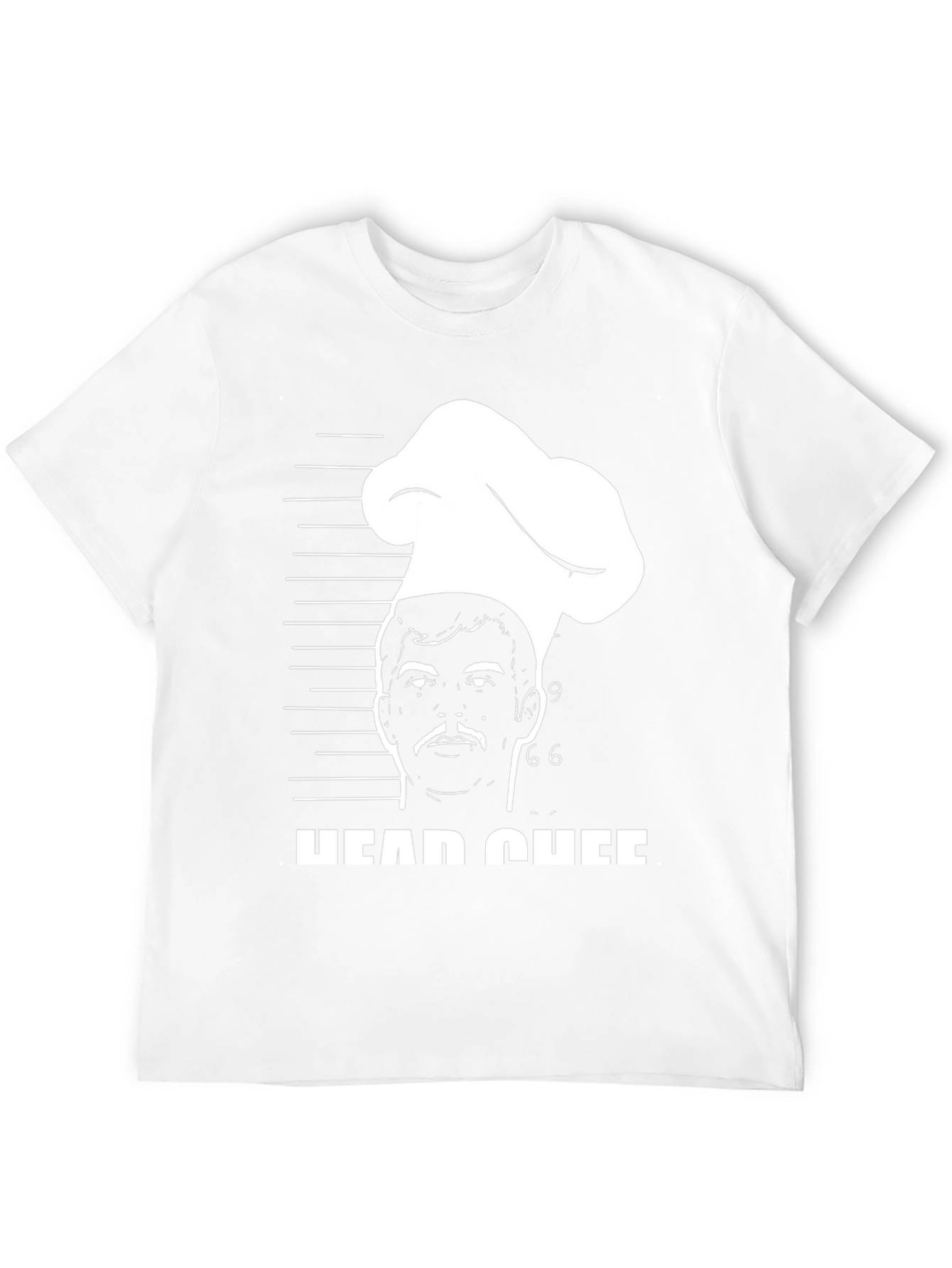 Black Head Chef Mugshot T-Shirt - Culinary Humor Tee view 12