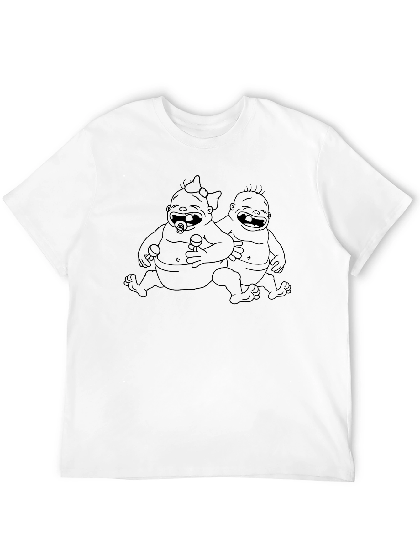 Black Humorous Baby Twins Graphic T-Shirt view 12