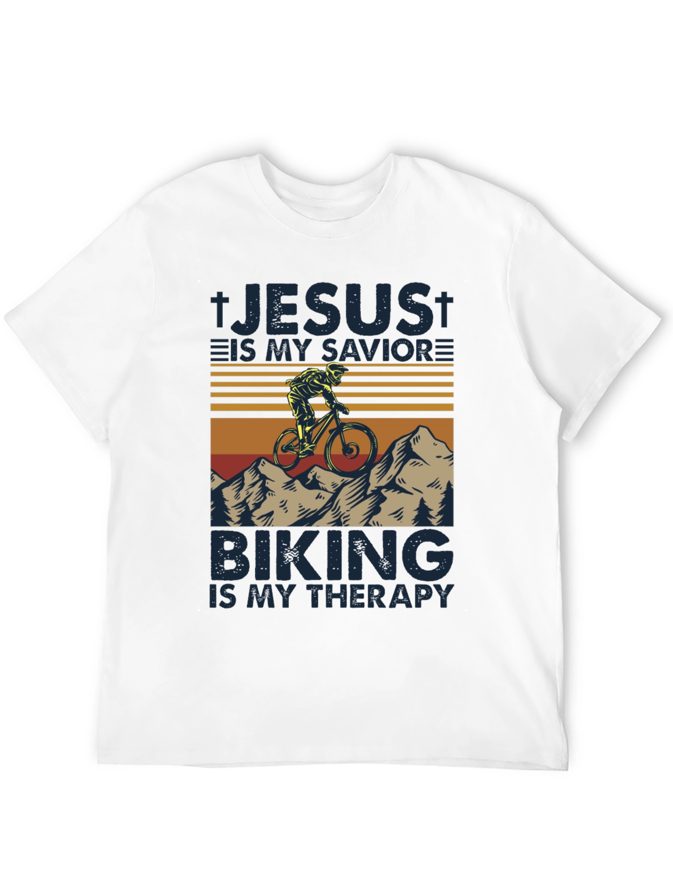 Jesus Is My Savior Biking Is My Therapy T-Shirt - 12