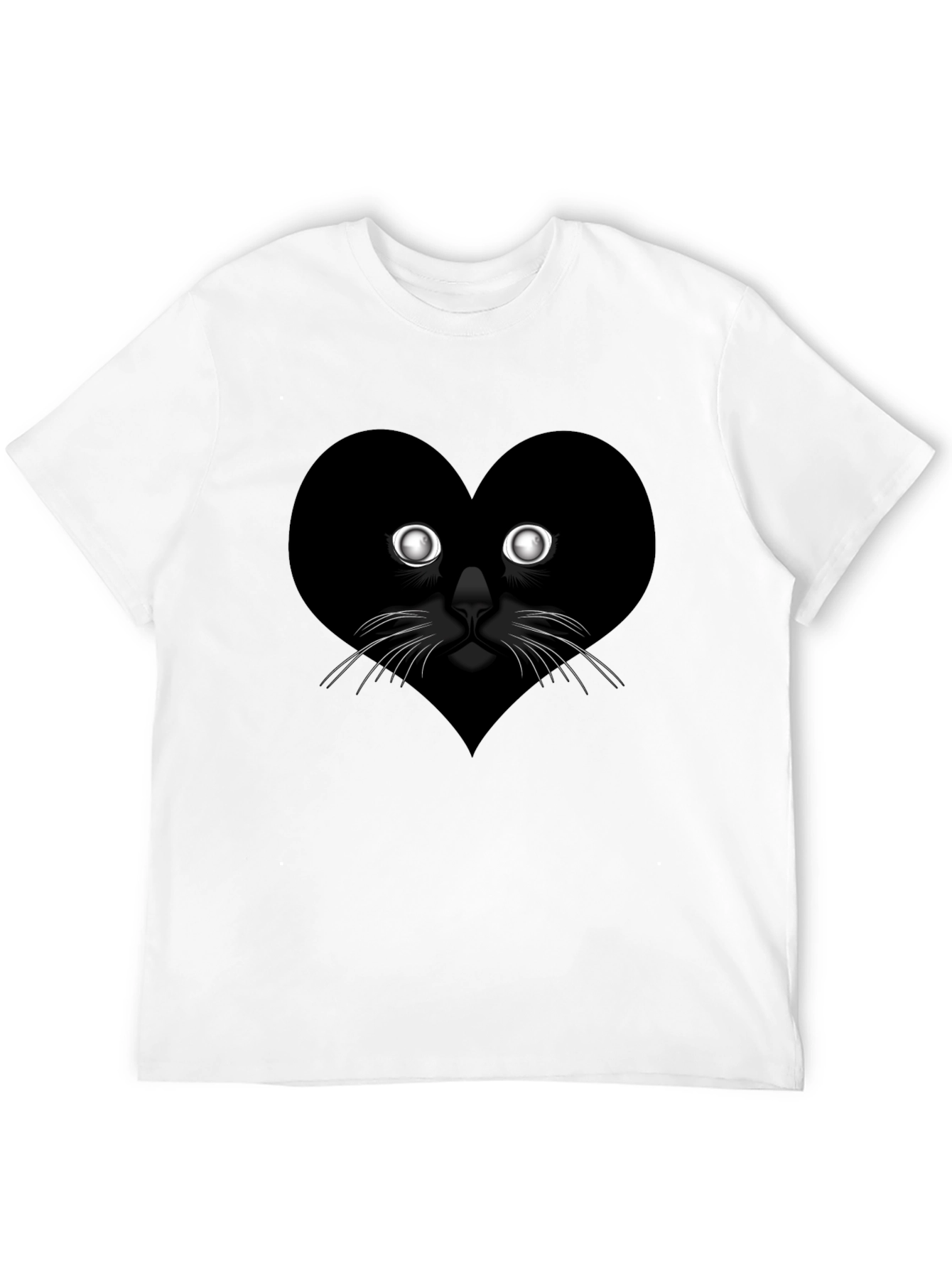 Black Heart Cat Graphic Tee - Black Casual T-Shirt view 12