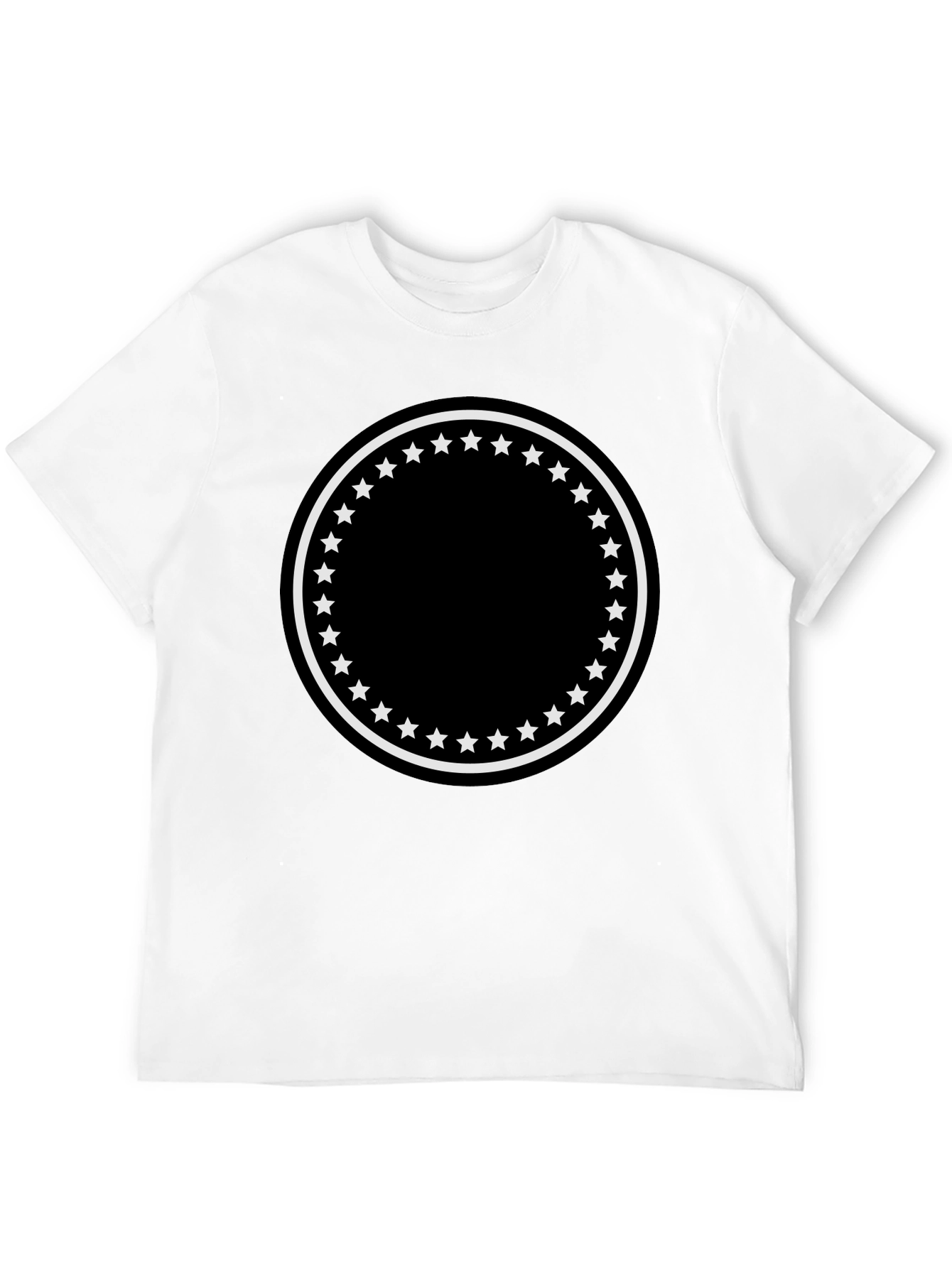 Black Men's Black T-Shirt with Star Circle Design view 12