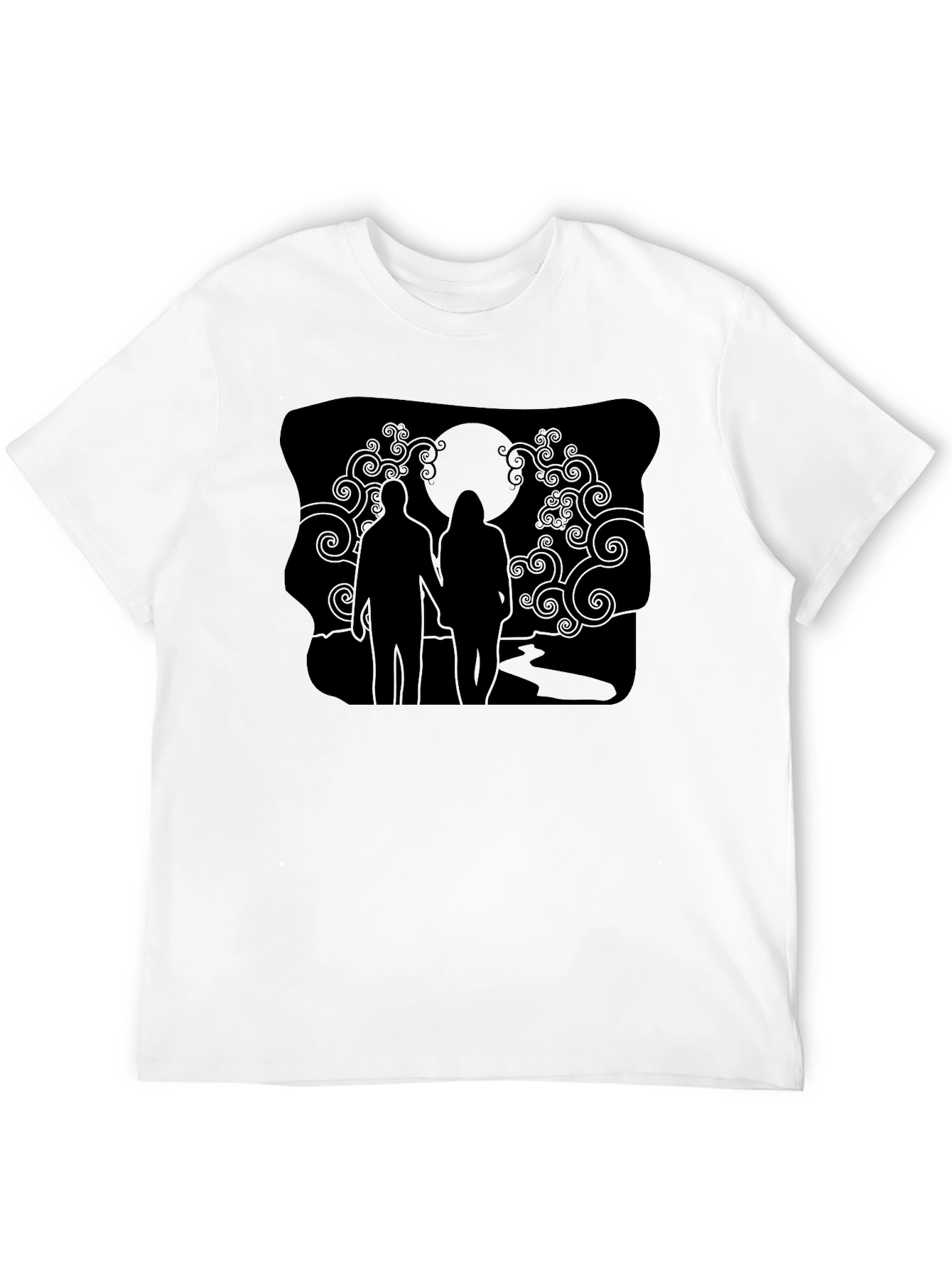 Black Romantic Silhouette Graphic Tee - Unisex Black T-Shirt view 12