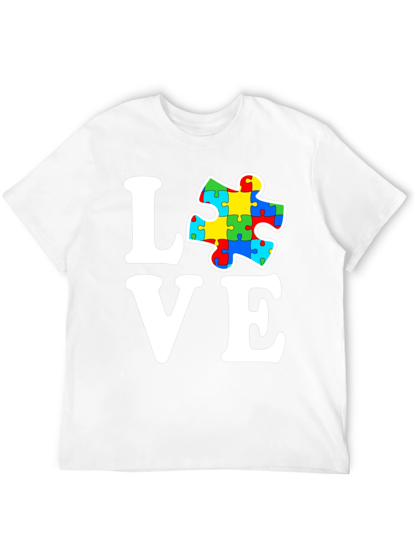 Black Autism Awareness Love Puzzle Piece Graphic T-Shirt view 12