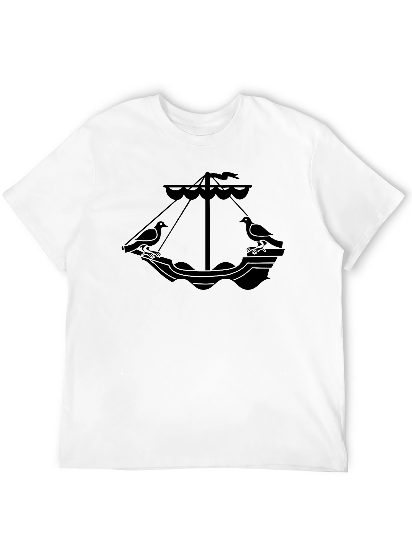 Black Black T-Shirt with Bird Boat Graphic view 12