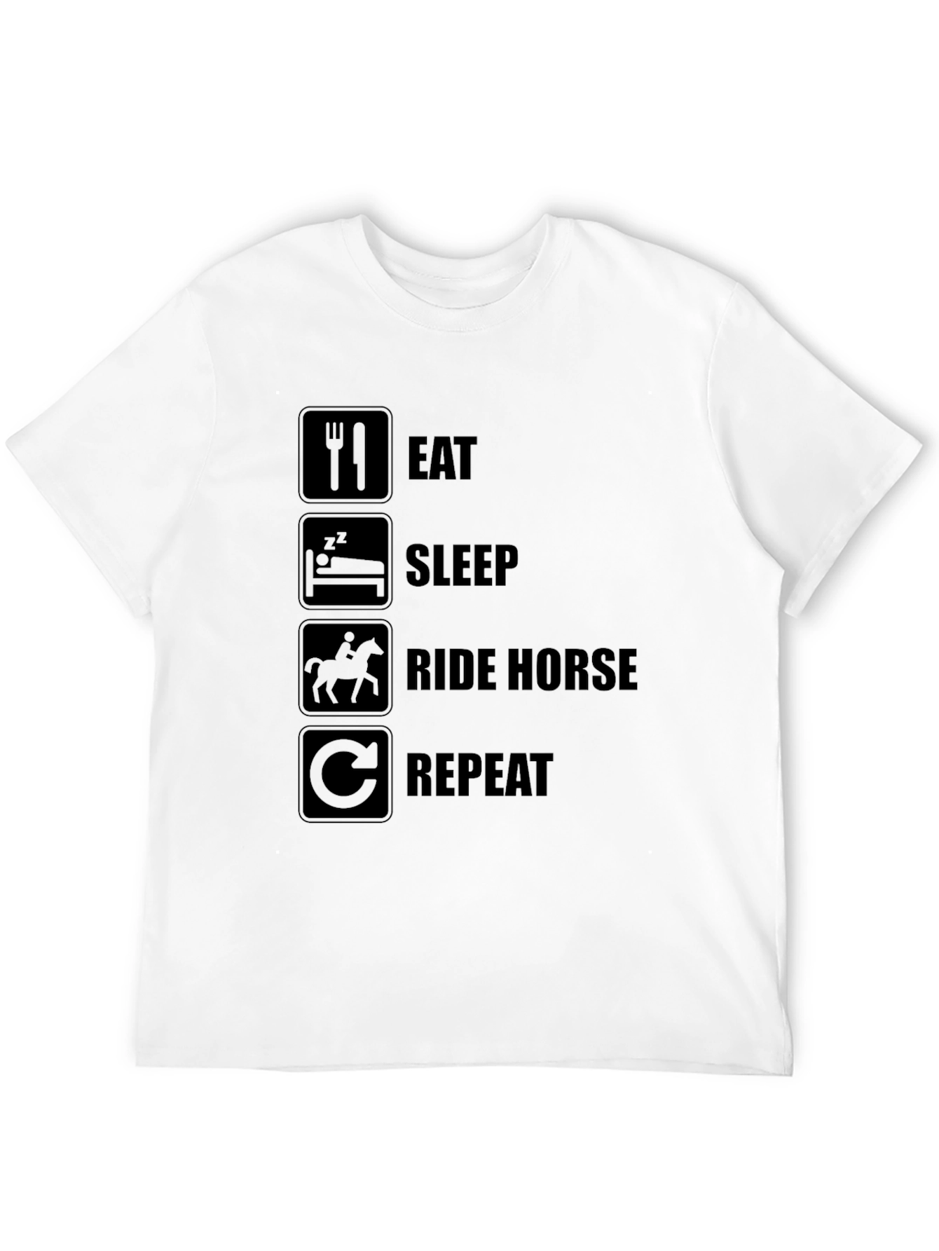Black Eat Sleep Ride Horse Repeat Black T-Shirt view 12