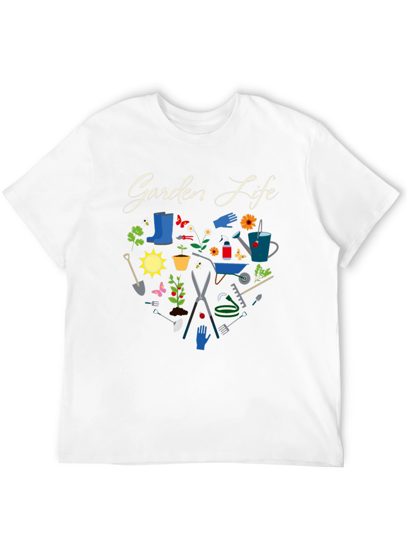 Black Garden Life Black T-Shirt: Gardening Tools Graphic Tee view 12