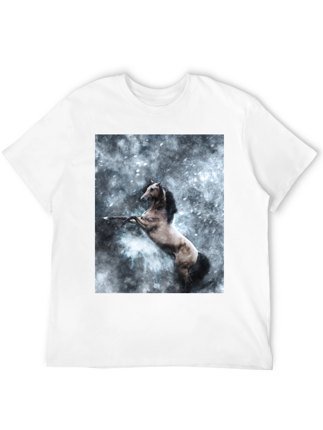 Black Black T-Shirt with Rearing Horse Print view 12