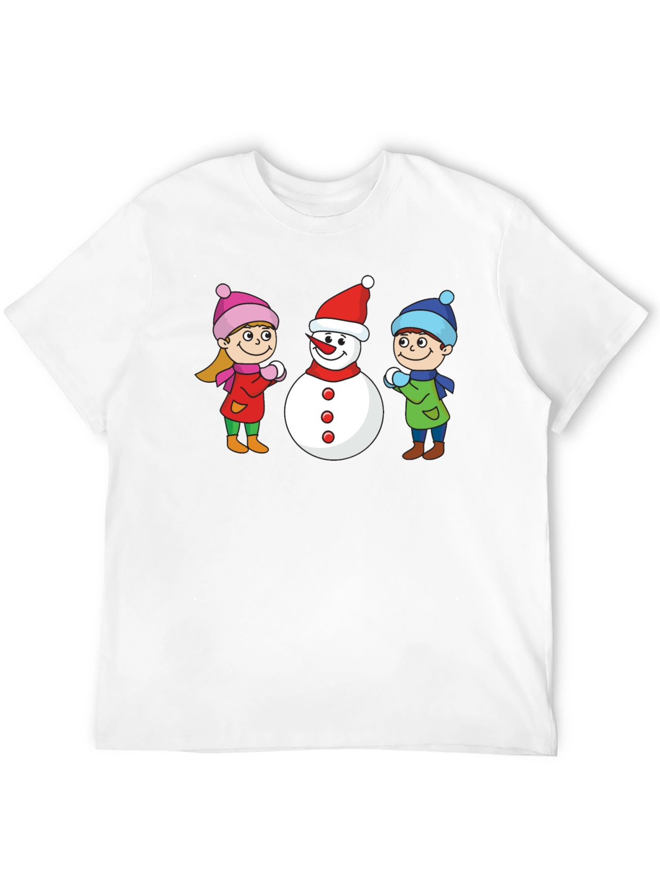 Black Winter Fun T-Shirt: Snowman & Kids Graphic Tee view 12