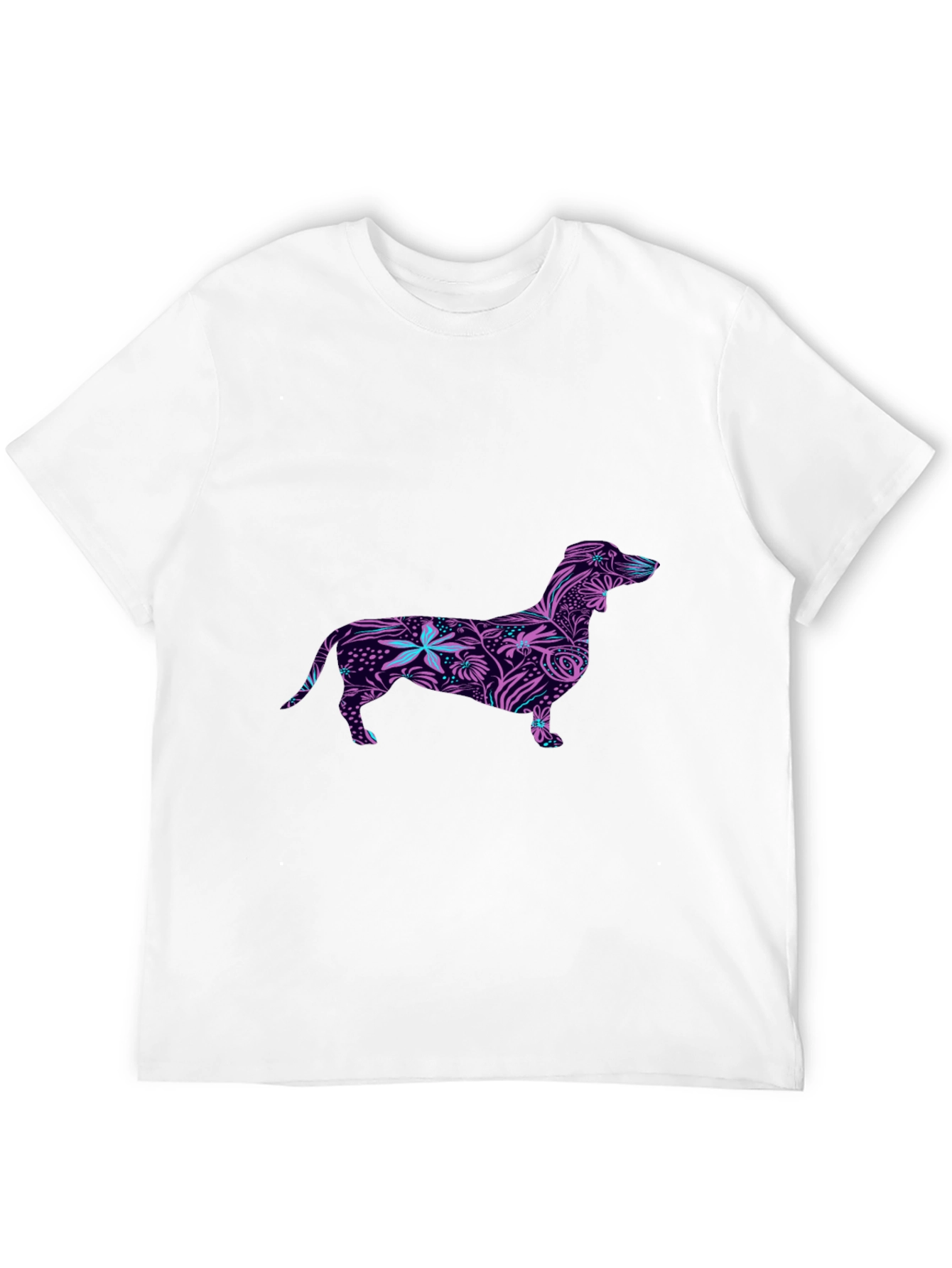 Black Dachshund Floral Print Black T-Shirt view 12